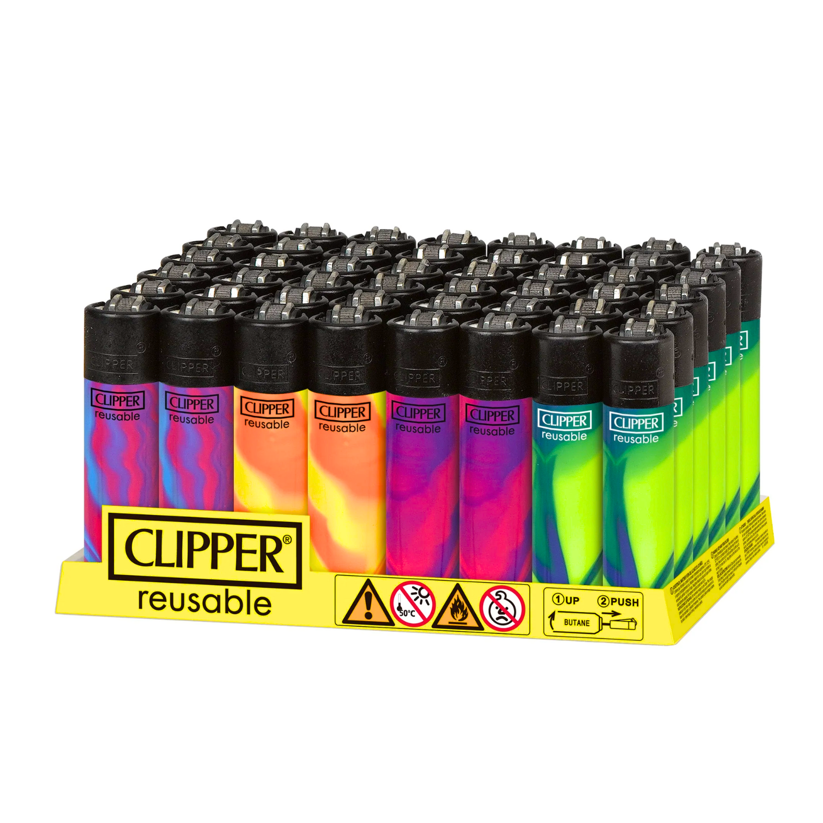 CLIPPER PAINTED NEBULA MIX LIGHTERS DISPLAY OF 48