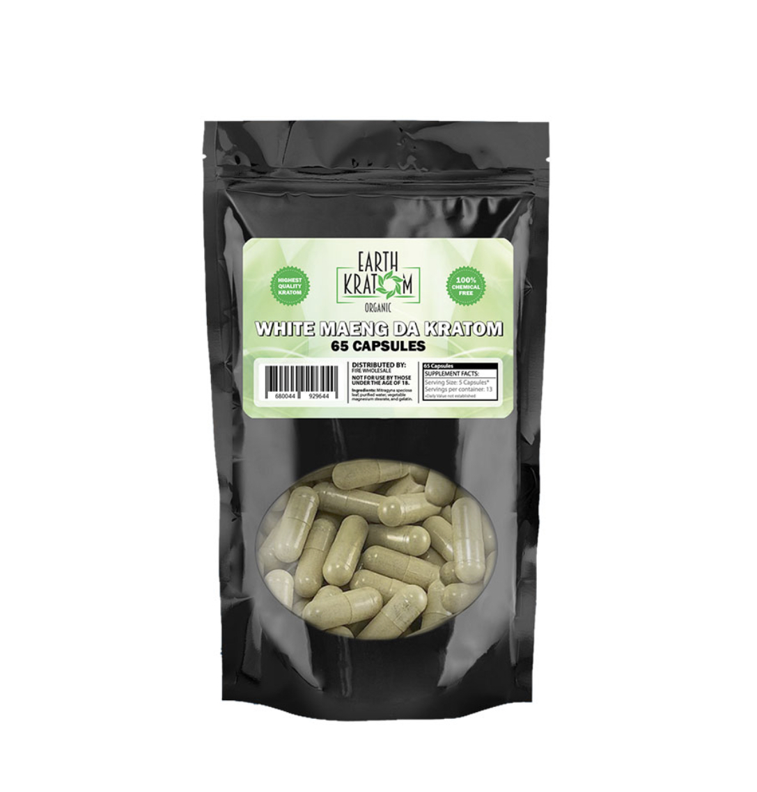 EARTH KRATOM | KING ROYAL | KRATOM CAPSULES - 65CT/BAG - WHITE MAENG DA product image