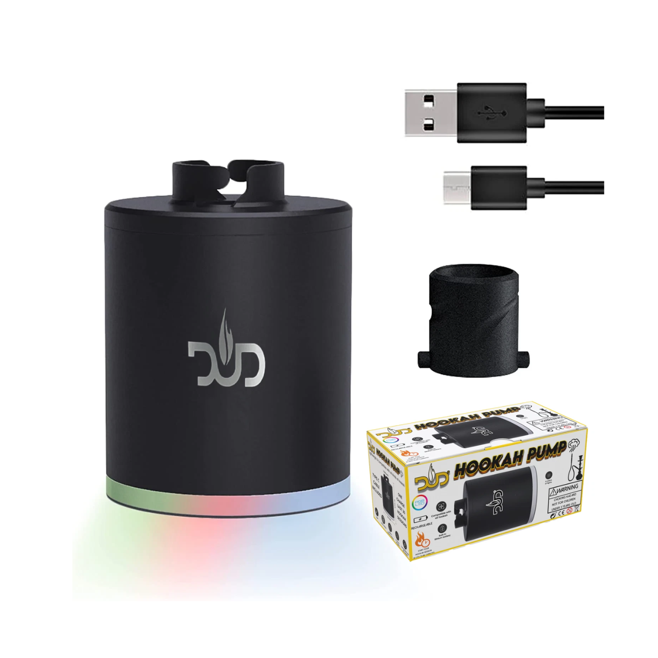 DUD HOOKAH PORTABLE ELECTRIC RECHARGEABLE PUMP WITH LED LIGHTS