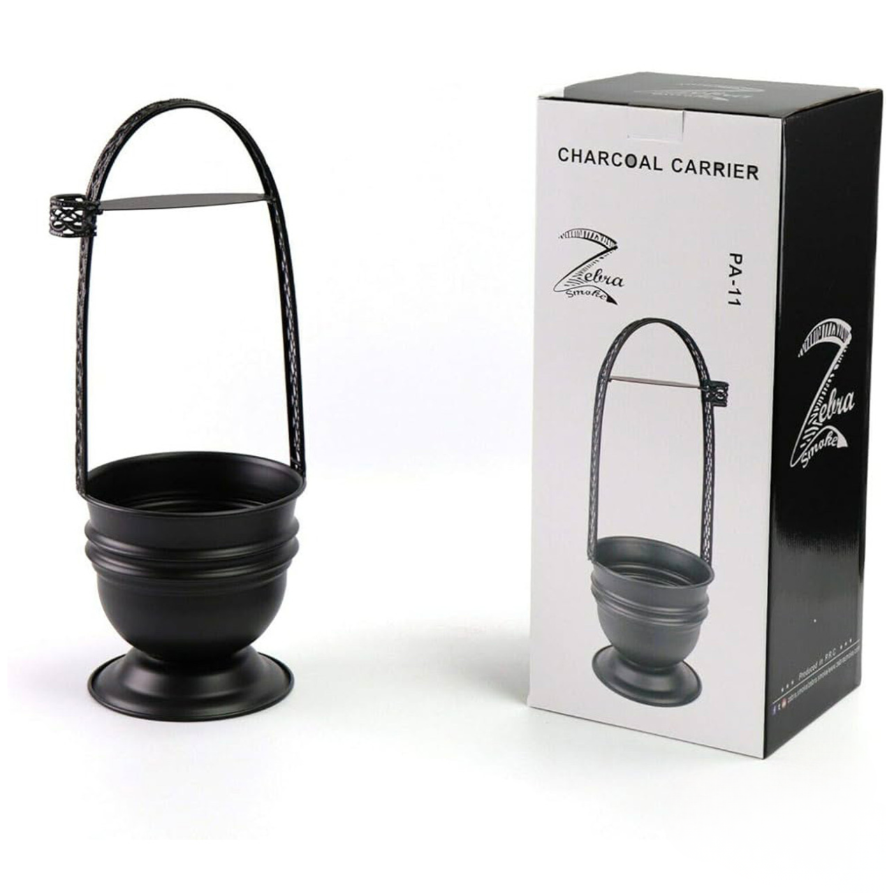 ZEBRA HOOKAH LARGE PORTABLE HOOKAH CHARCOAL CARRIER WITH SIDE TONG (PA-11)