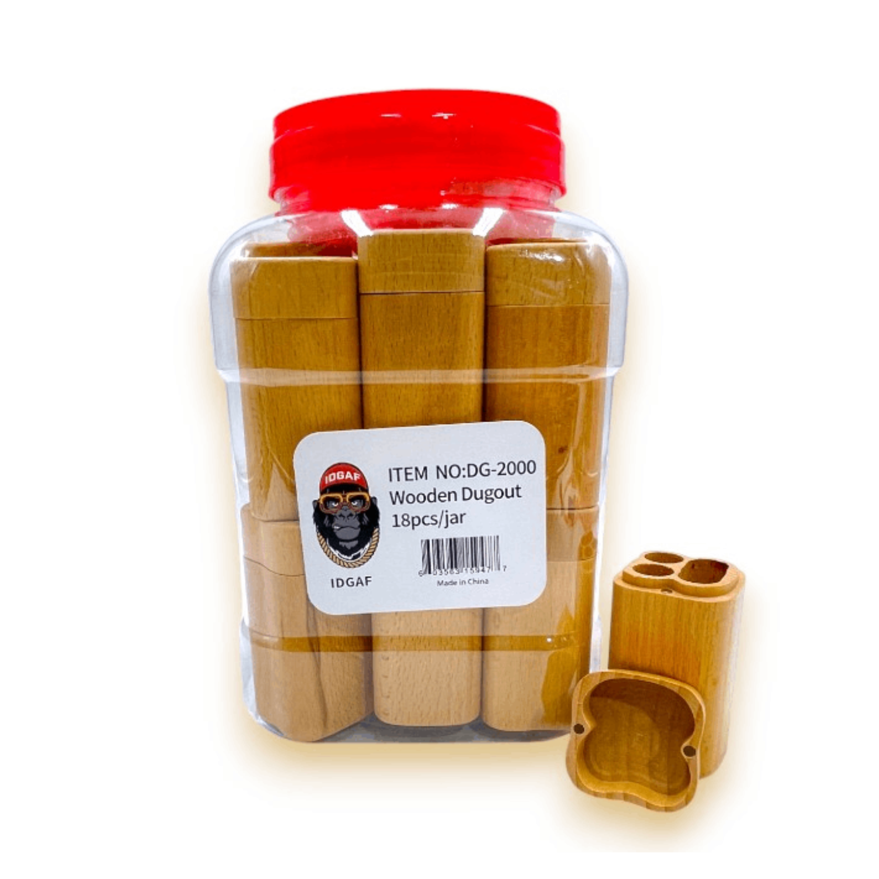 IDGAF 4" PREMIUM WOODEN DUGOUT JAR OF 18