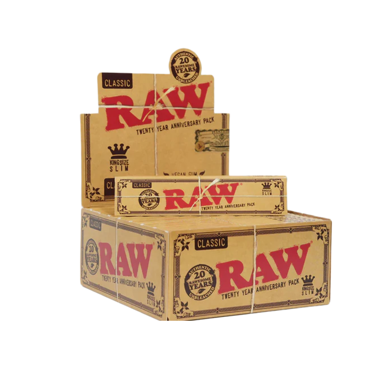 RAW CLASSIC ANIVERSARY KING SIZE SLIM 32CT ROLLING PAPERS DISPLAY OF 50 (RAW-196)