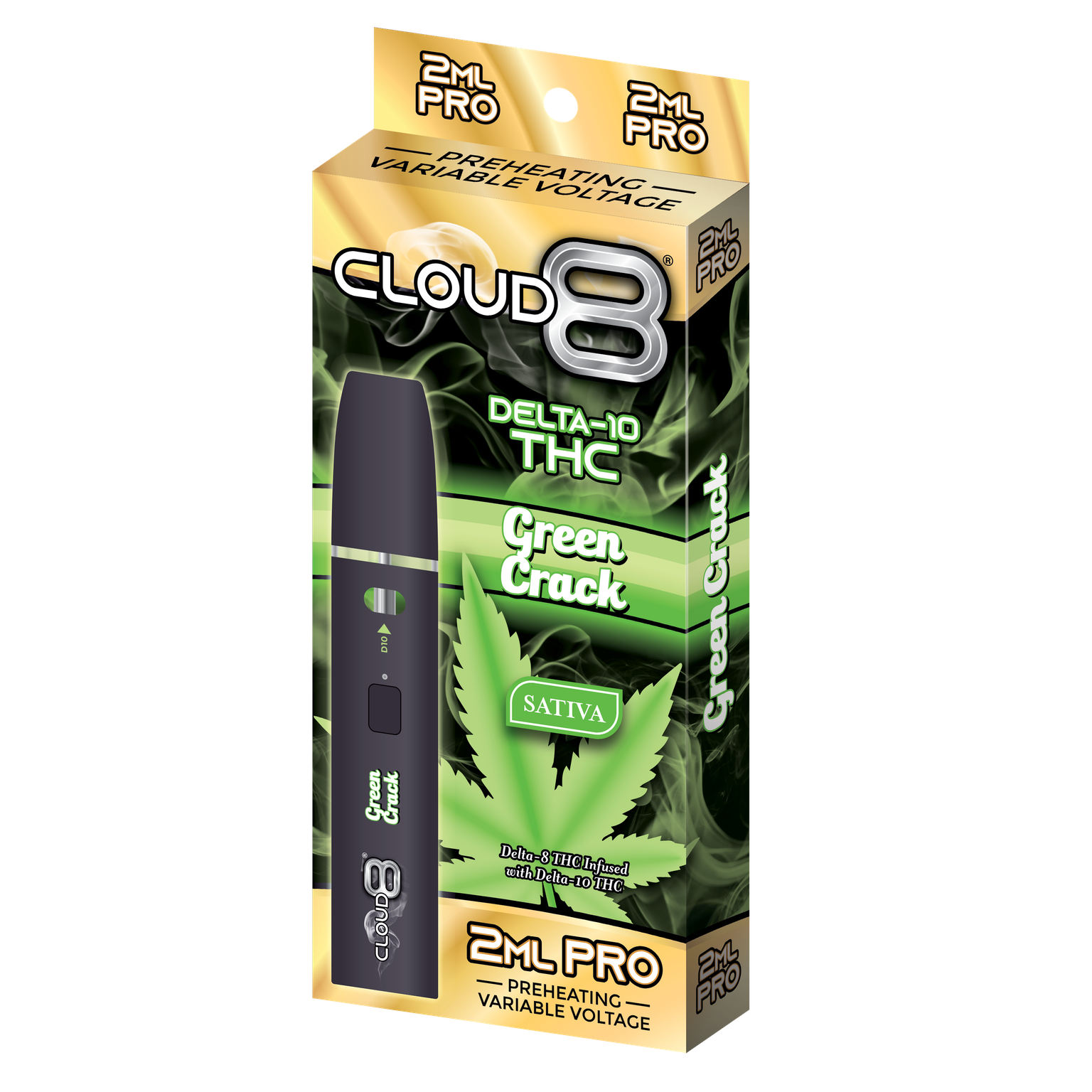 CLOUD 8 | Delta-10 | 2ML PRO Disposable | 10CT Display |  Green Crack product image