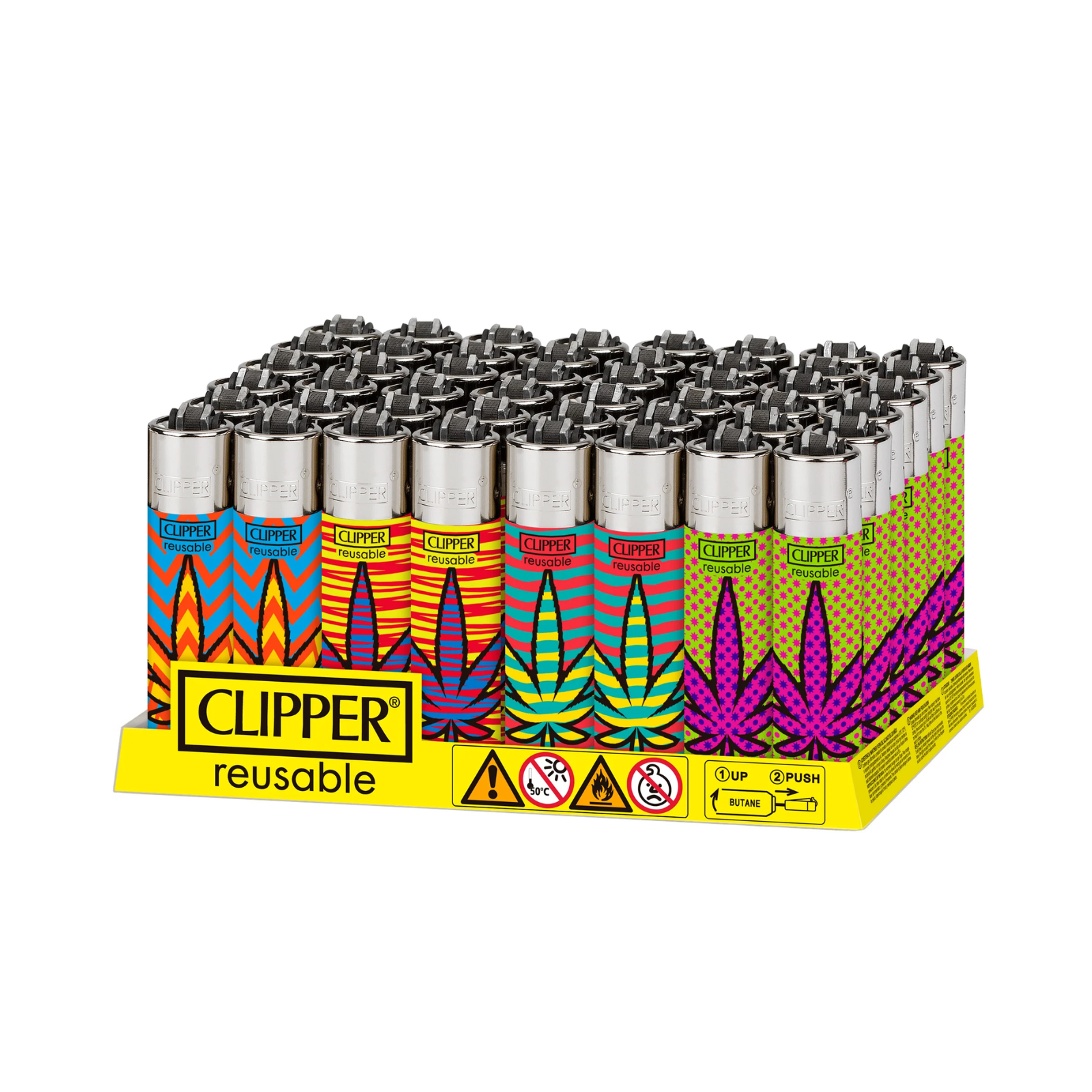 CLIPPER COLORED LEAVES LIGHTERS DISPLAY OF 48