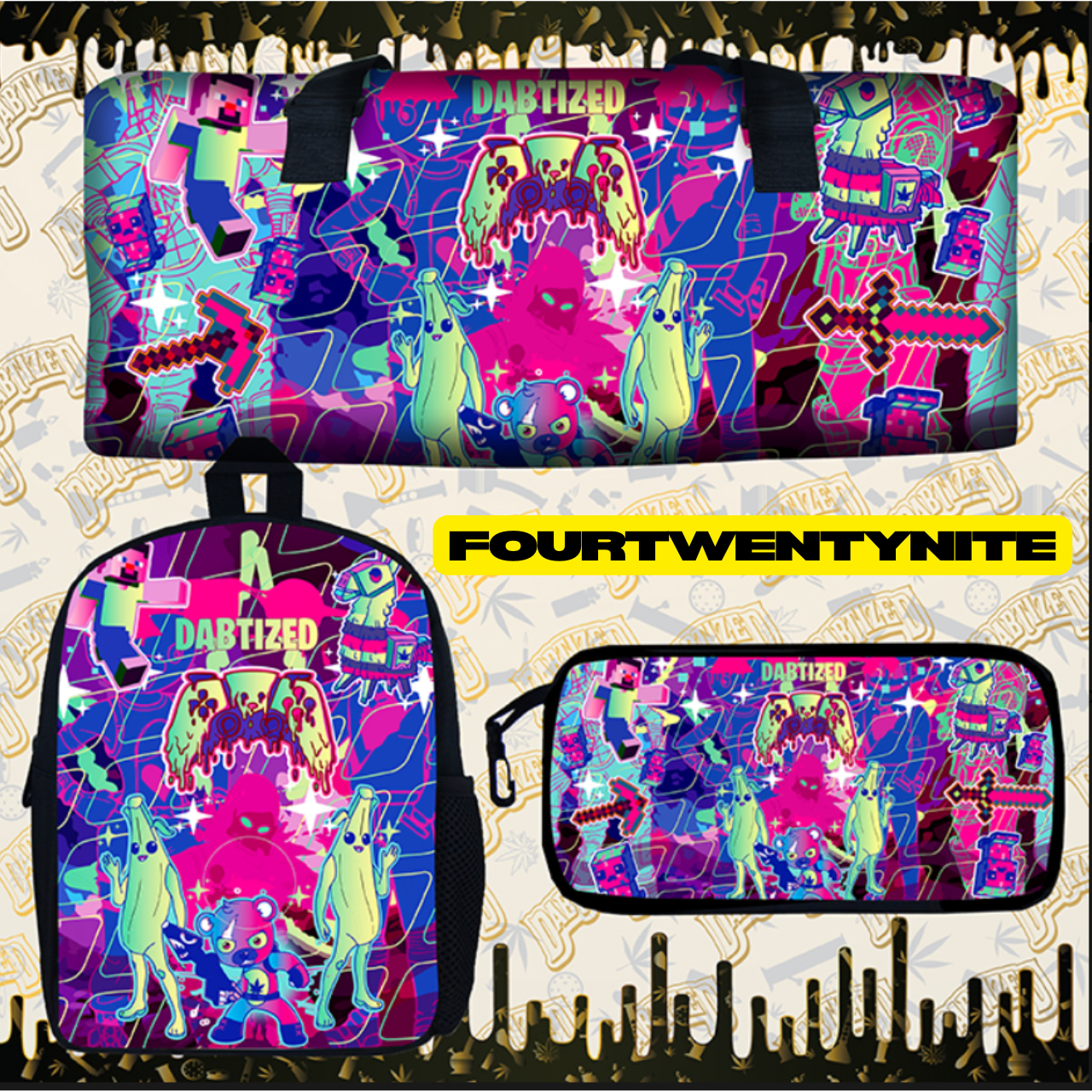 DABTIZED HIGH QUALITY 3 PCS SET DESIGNED DUFFLE BACKPACKS