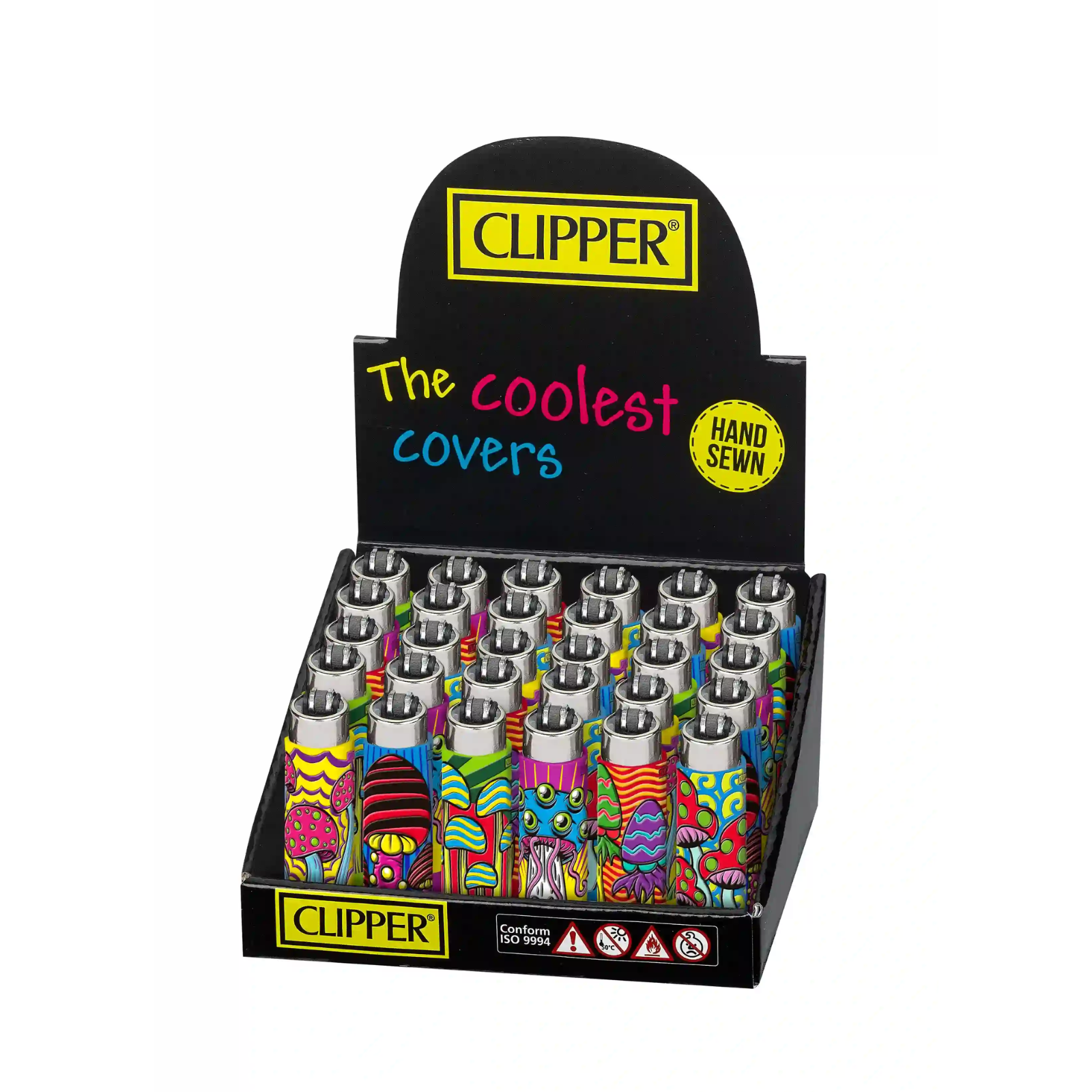 CLIPPER POP COVER MUSHROOMS LIGHTERS DISPLAY OF 30