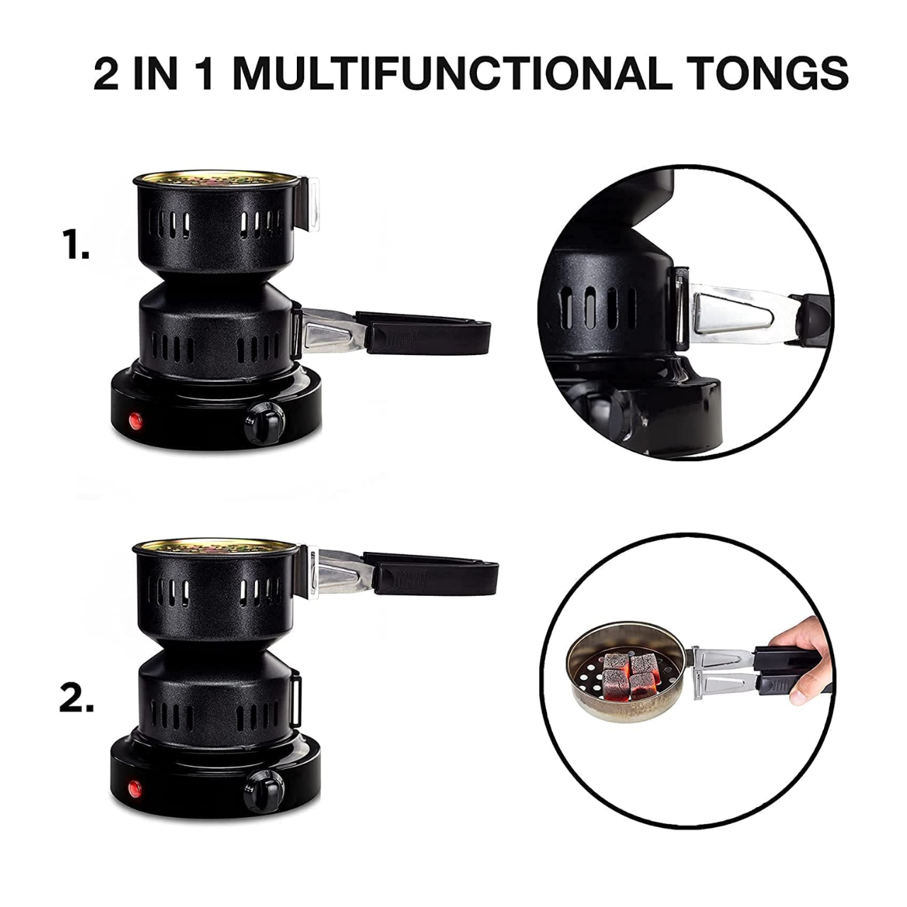 DUD ELECTRIC CHARCOAL 500W BURNER W/HANDLE TONGS KIT