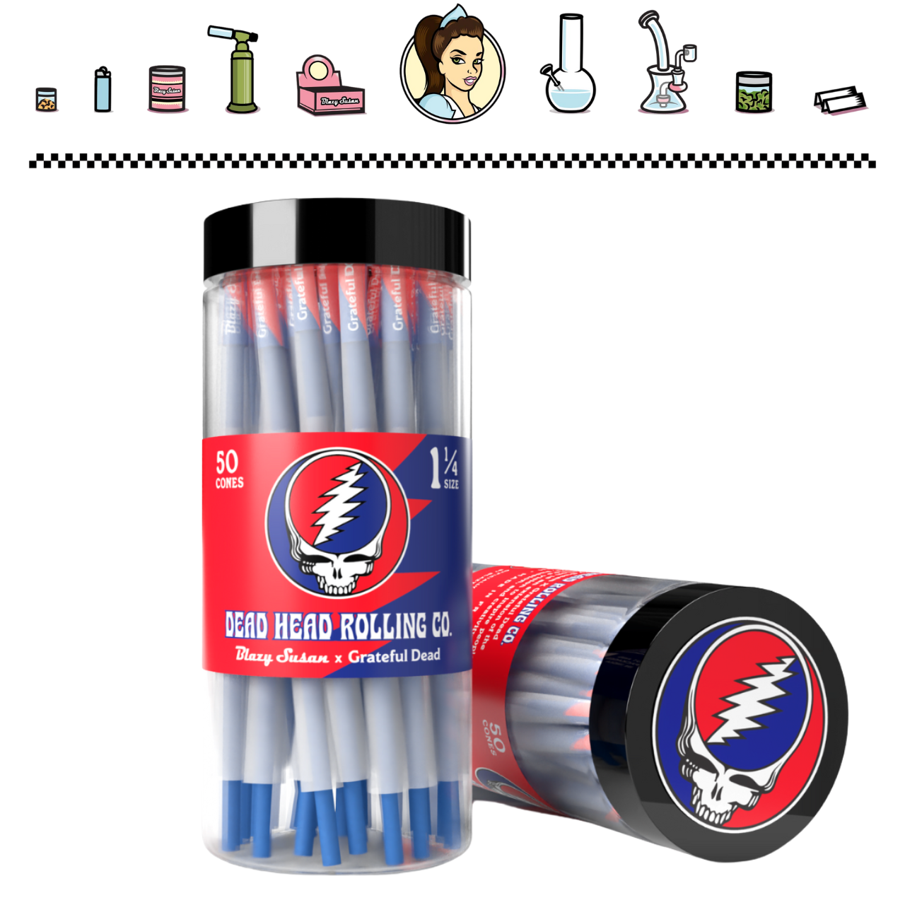 BLAZY SUSAN X GRATEFUL DEAD ROLLING 1 1/4 CONES 50CT JAR