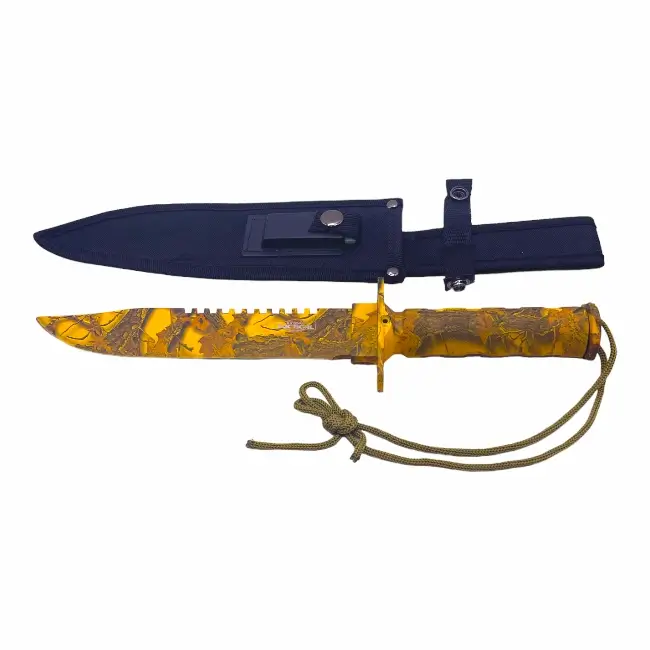 NOVELTY | KNIFE | SURVIVAL | SHEATH AND KIT | 14.5 | 1 CT | RT-9010CA2 | YELLOW CAMO product image