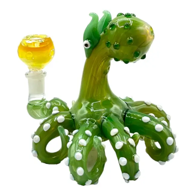 NBC | GLASS PIPE | HAND PIPE | 1 CT | 7" | OCTOPUS | GREEN product image