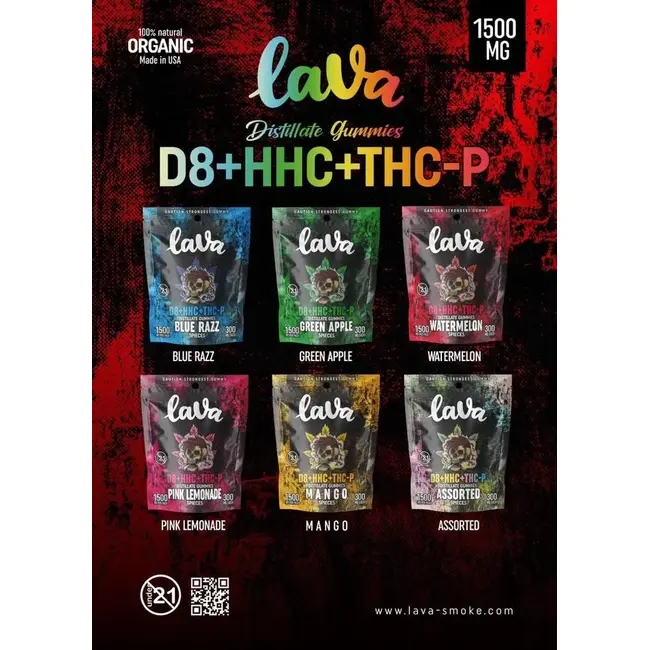 LAVA | 1500 MG | GUMMIES | D8 + HHC + THC P | 10 CT product image