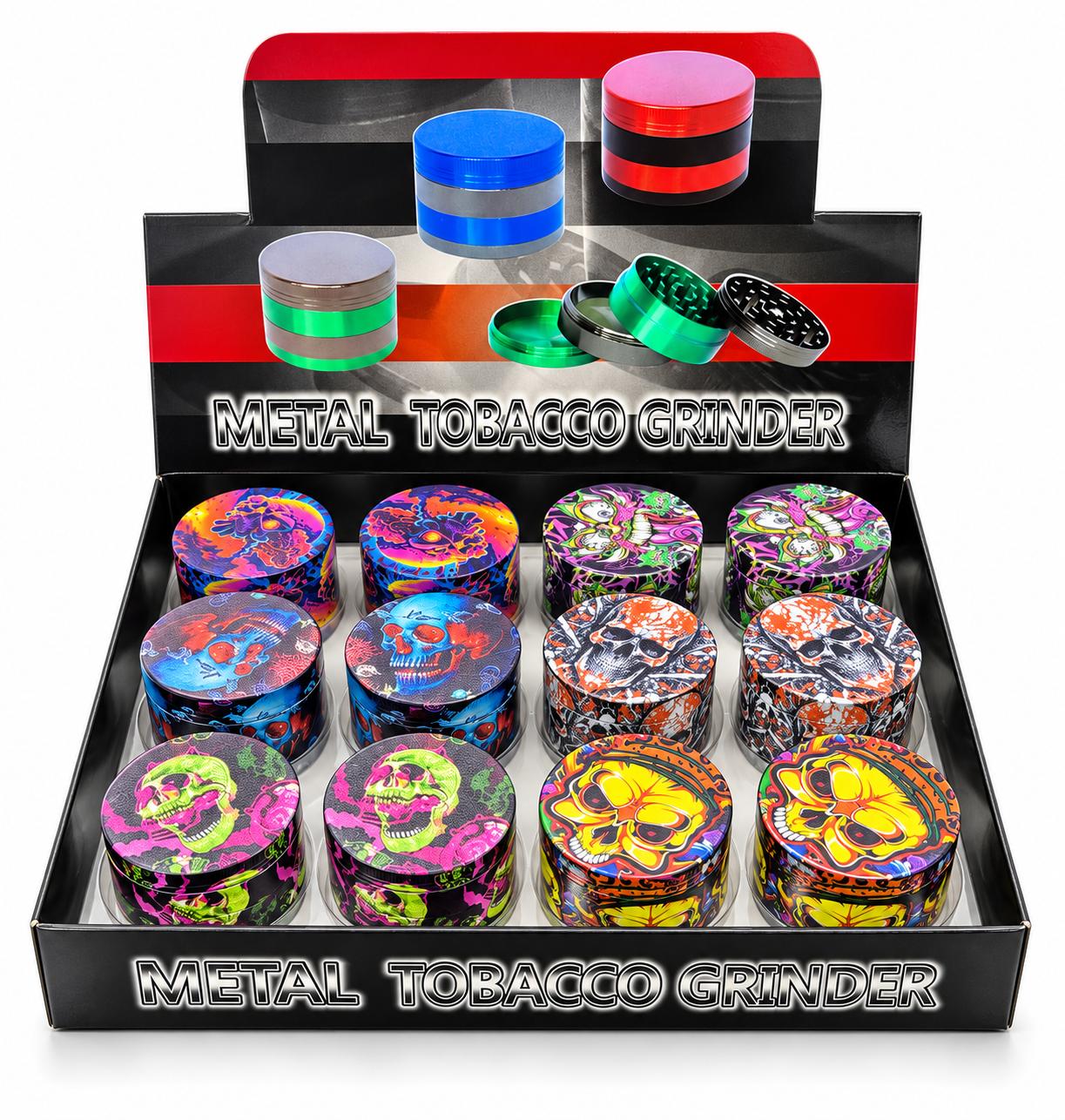 Tobacco 4pc Metal Grinder Psychedelic Skull (12ct) 7638 - image 1