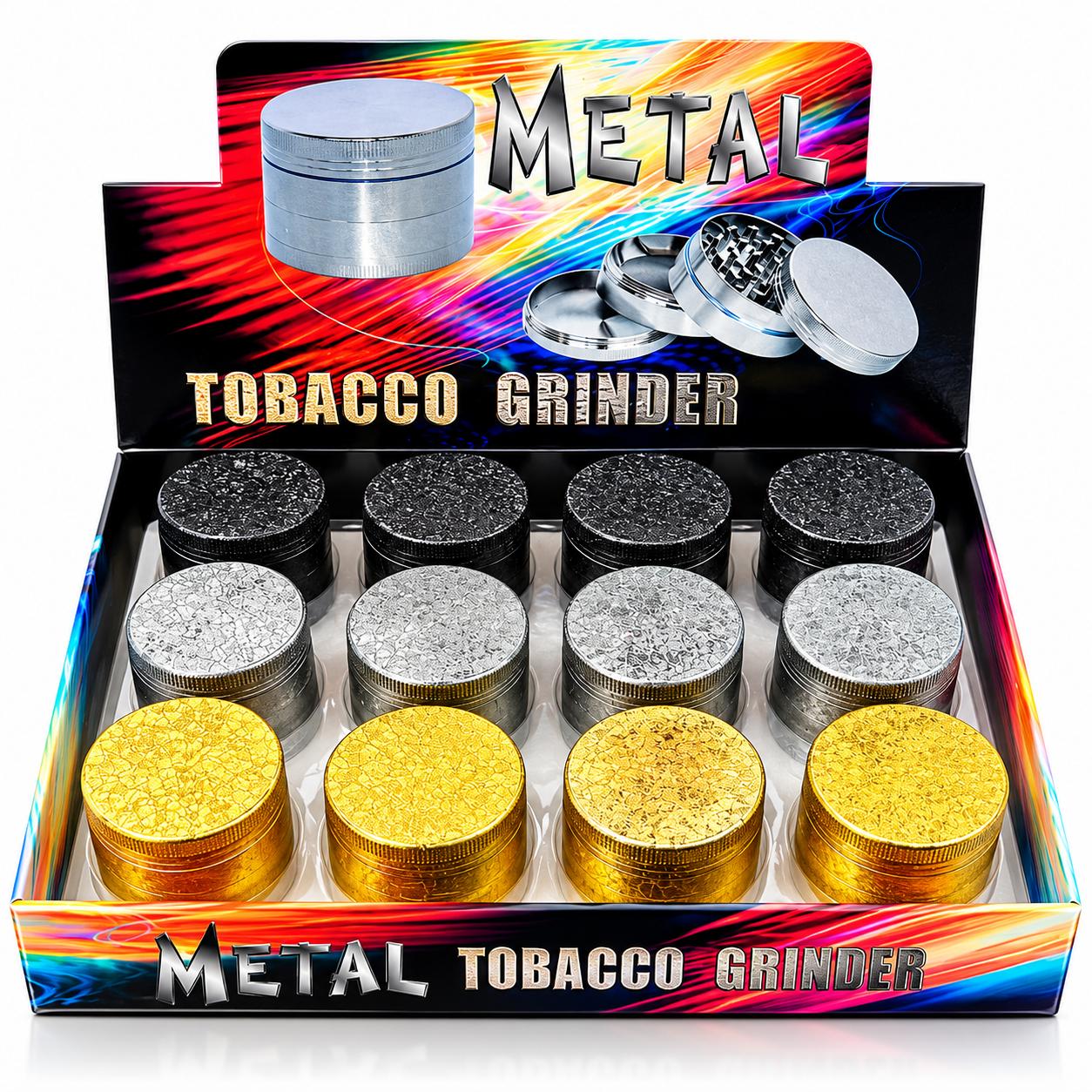 Tobacco 4pc Metal Grinder Gold Silver Black (12ct) 7640 - image 1