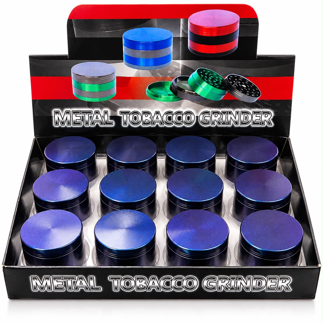 Tobacco 4pc Metal Grinder Dark Blue (12ct) 7653 - image 1