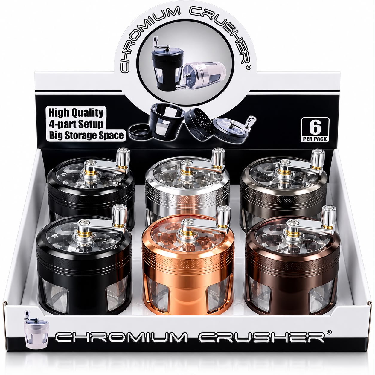 Chromium Crusher Handle Tapper Window 4pc Metal Grinder (6ct) 7650 - image 1
