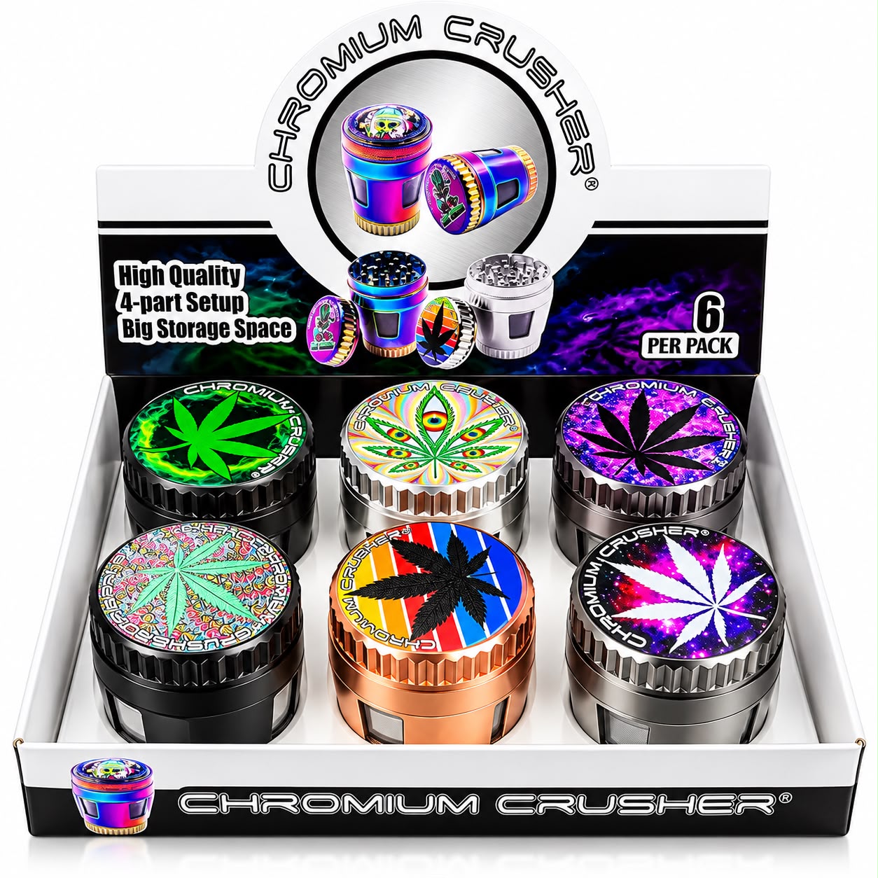 Chromium Crusher Leaf Tapper XL Window 4pc Metal Grinder (6ct) 7657 - image 1
