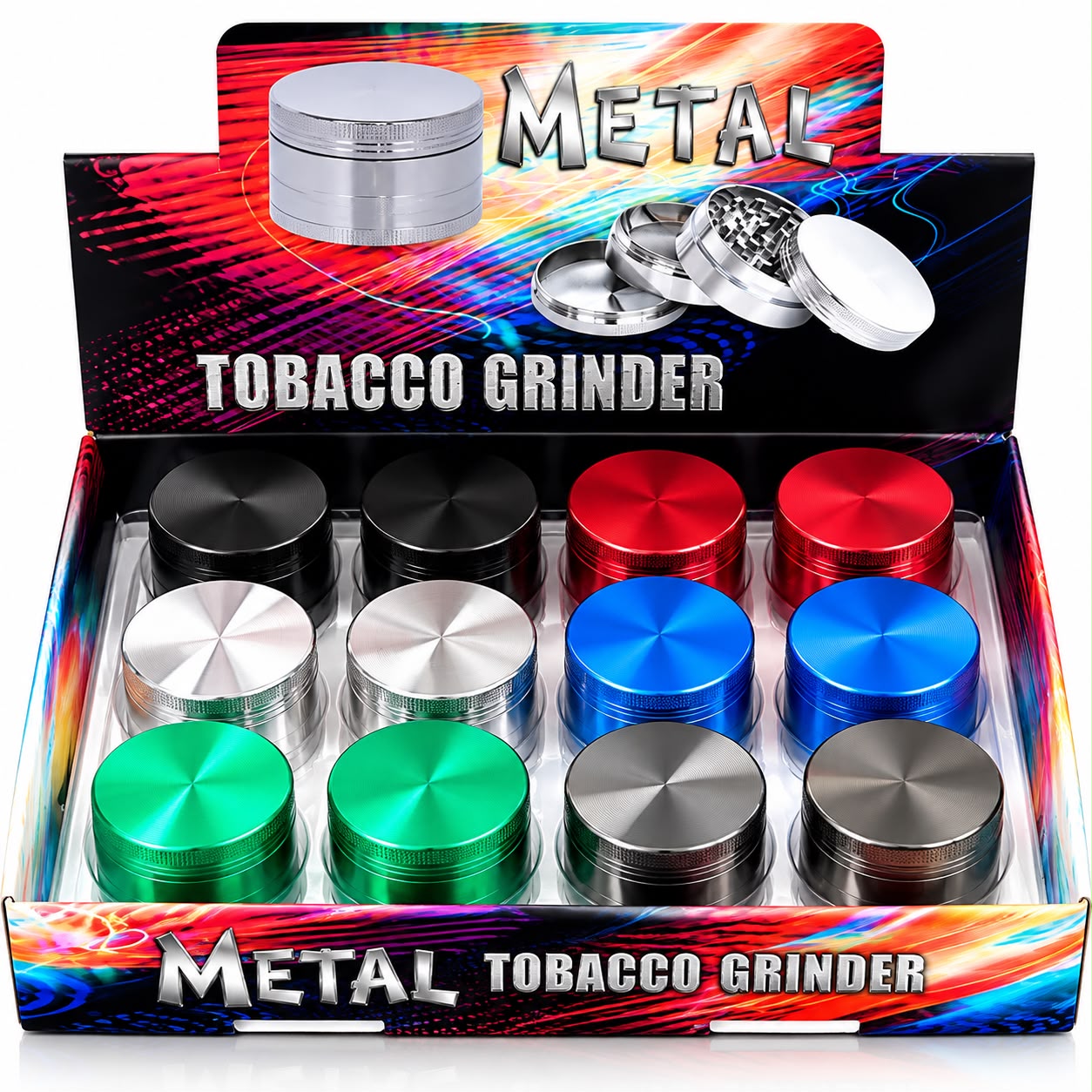 Tobacco 4pc Metal Grinder Assorted Small (12ct) 7654 - image 1