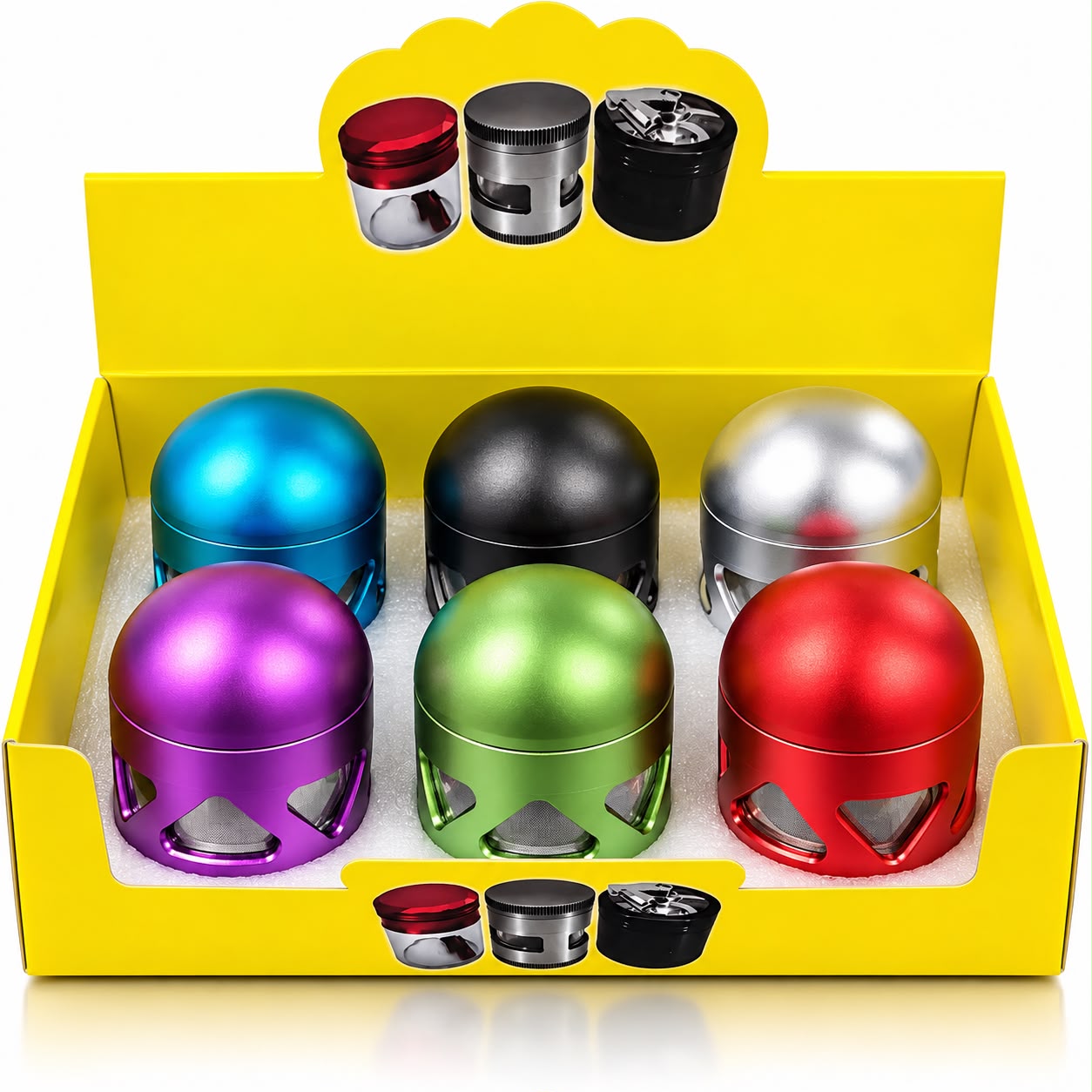 Herb 4pc Metal Grinder Dome Window Design (6ct) 7649 - image 1