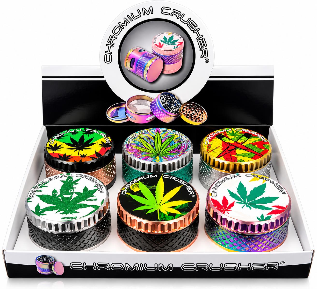 Chromium Crusher 2 Tone Leaf Diamond Storage Metal Grinder (6ct) 7647 - image 1