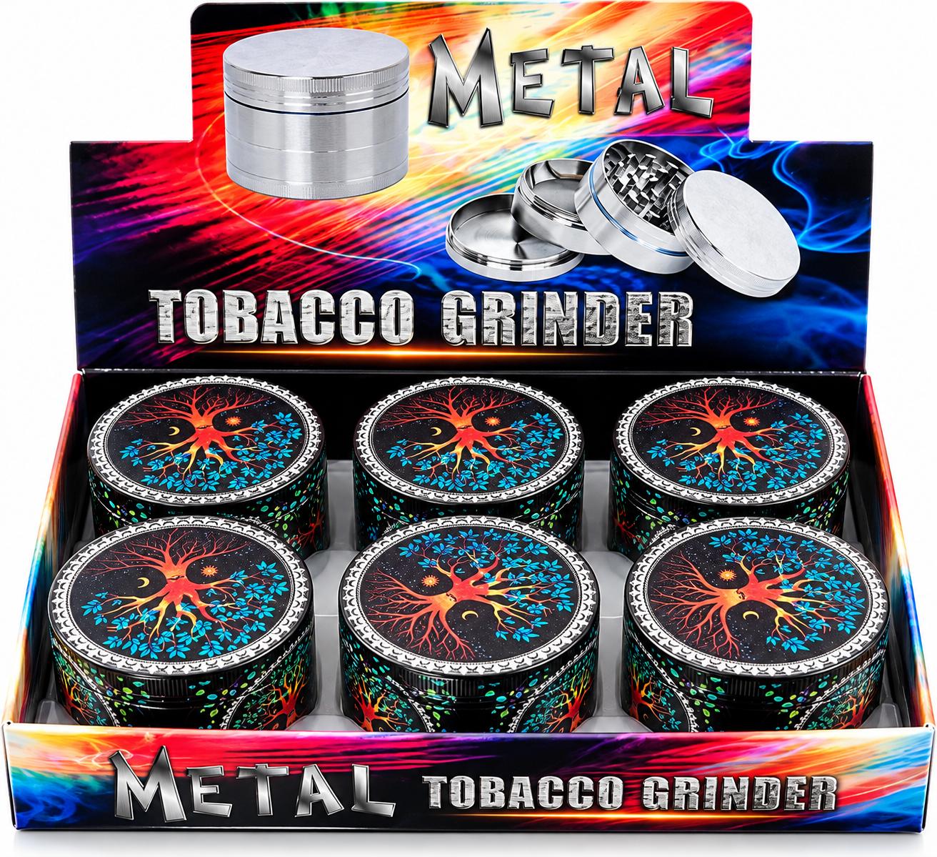 Tobacco 4pc Metal Grinder Tree Design (6ct) 7645 - image 1
