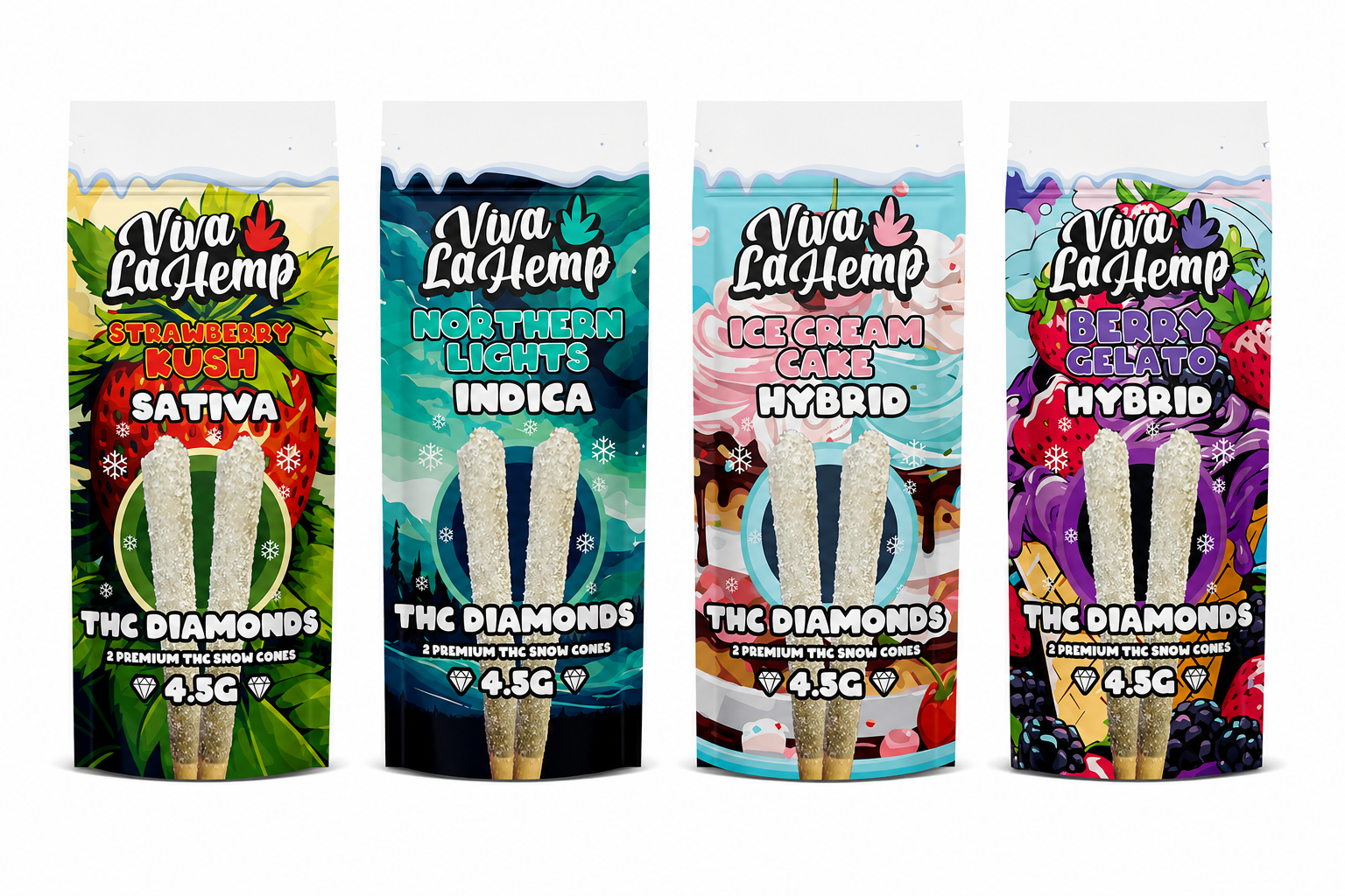 Viva La Hemp 4.5g THC Frosted Snow Cones 2pk Pre Roll 6ct Display product image