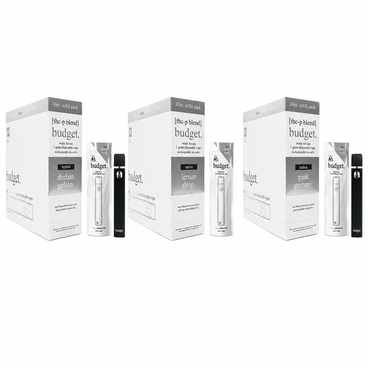Budget THCP Refill 1g Disposable 10pk Display product image