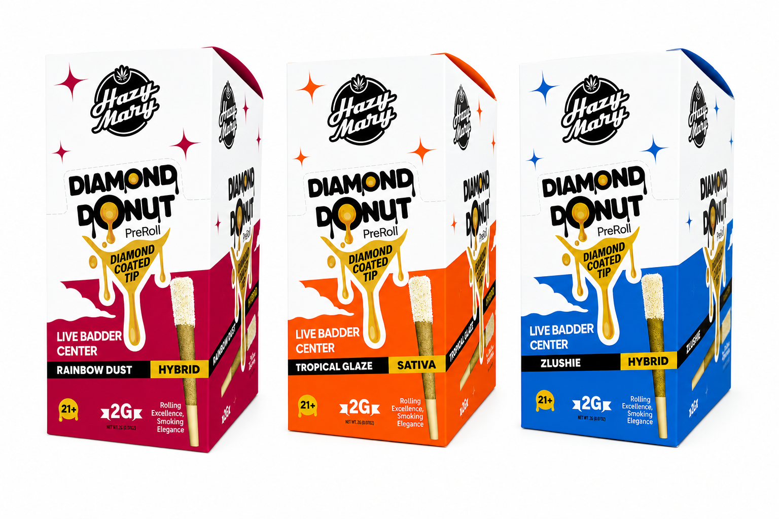 Hazy Mary - Diamond Donut 2g PreRoll W/ Live Badder Center & Coated Tip - 20ct Display product image