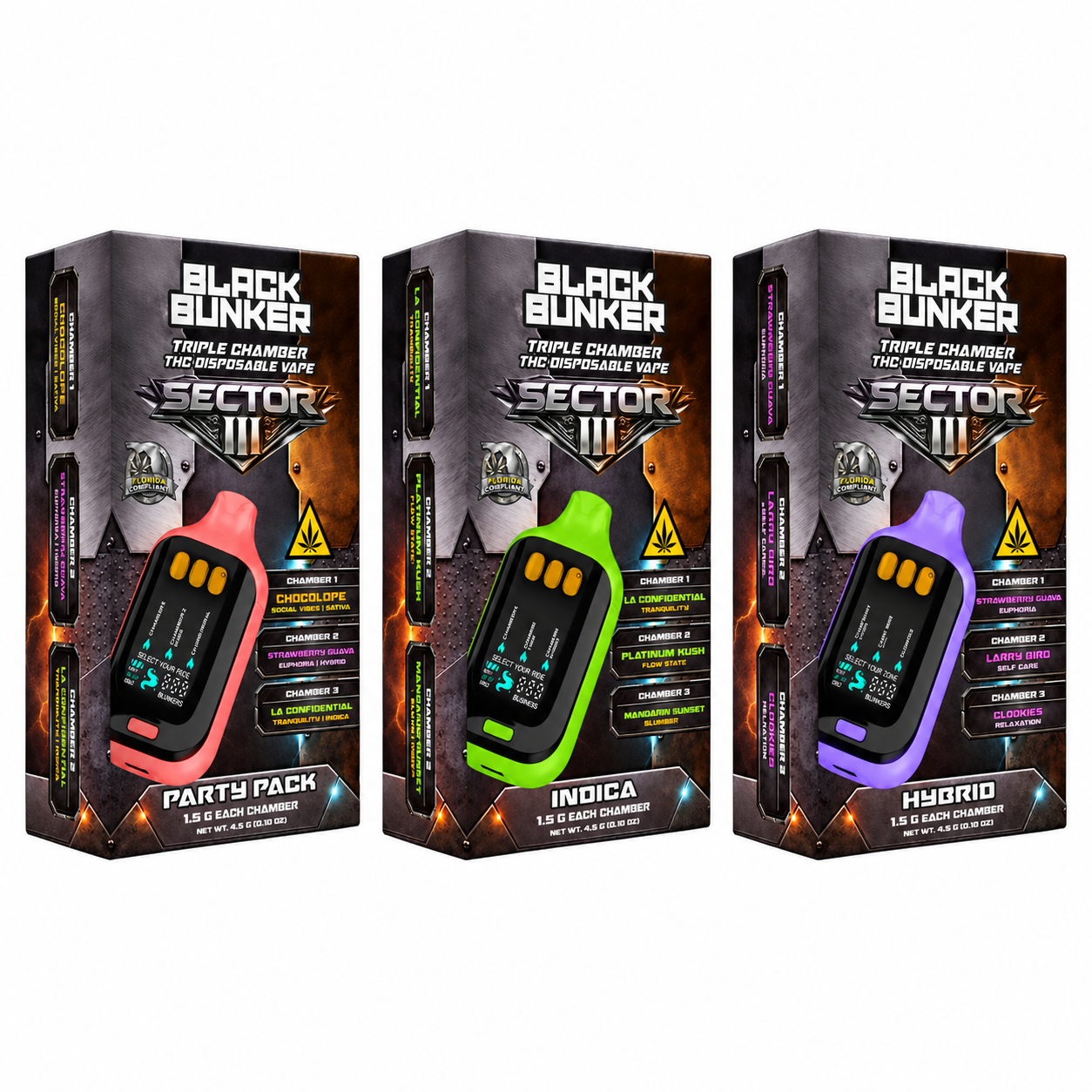 Black Bunker Triple Chamber Sector 3 Disposable Vape 5ct Display product image