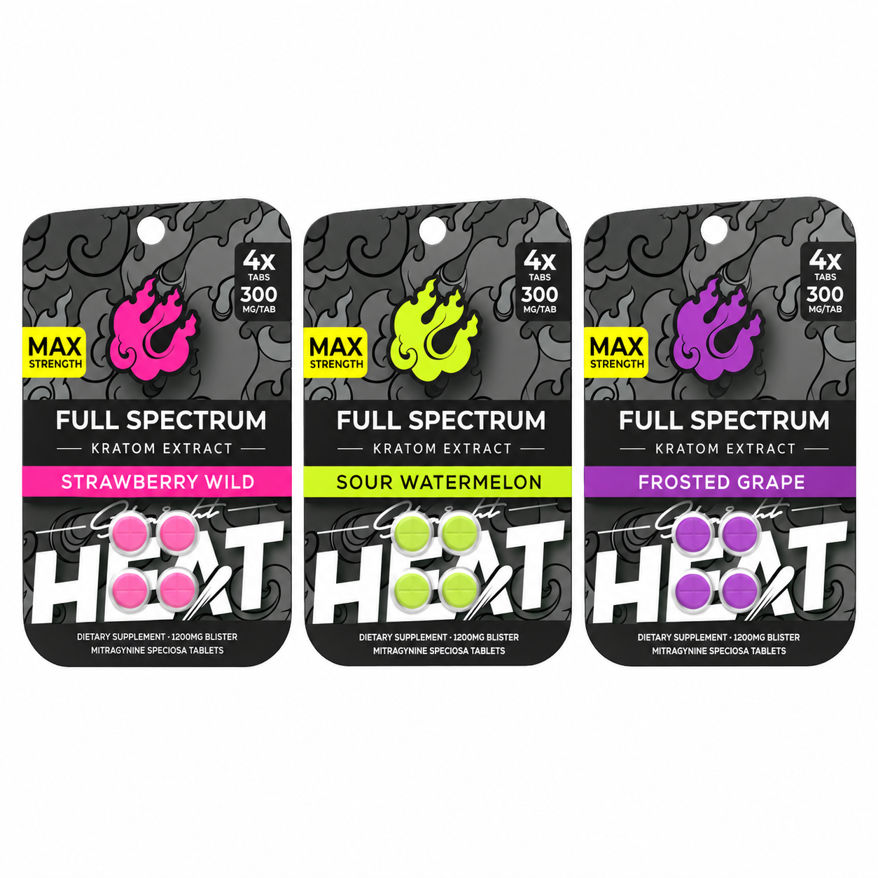 Straight Heat 4pk 300mg Full Spectrum Kratom Tablet 10ct Display product image