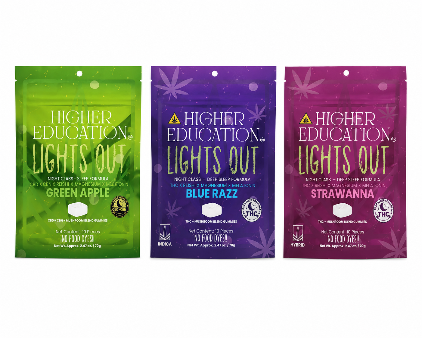 Higher Education THC+ Mushroom + Melatonin Lights Out Gummies 10ct product image