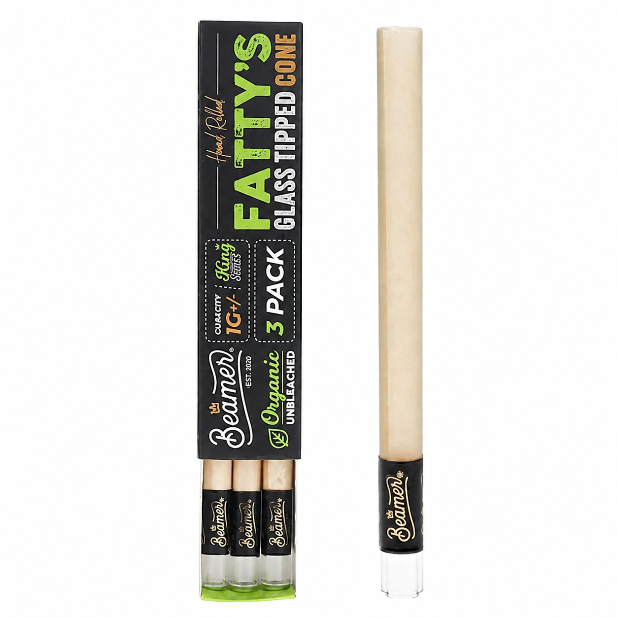 Beamer Fatty's 3pk Pre-Rolled Glass Tipped Cones 12ct Display product image