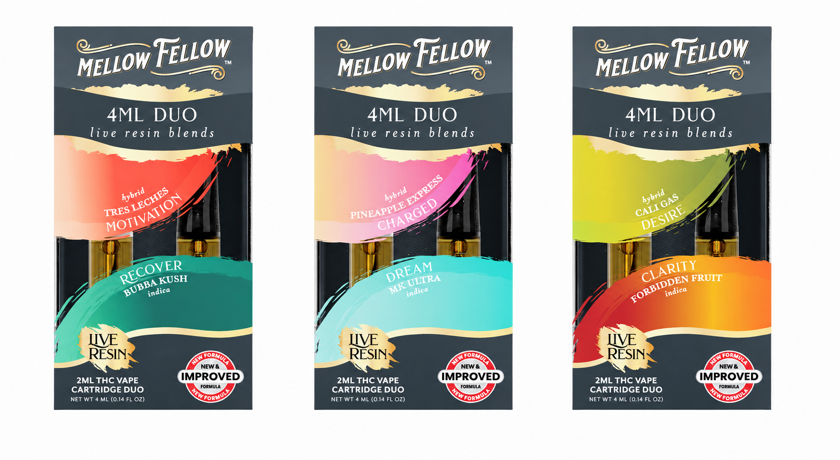Mellow Fellow Live Resin Duos 4ml 2pk Vape Cartridge 6ct Display product image