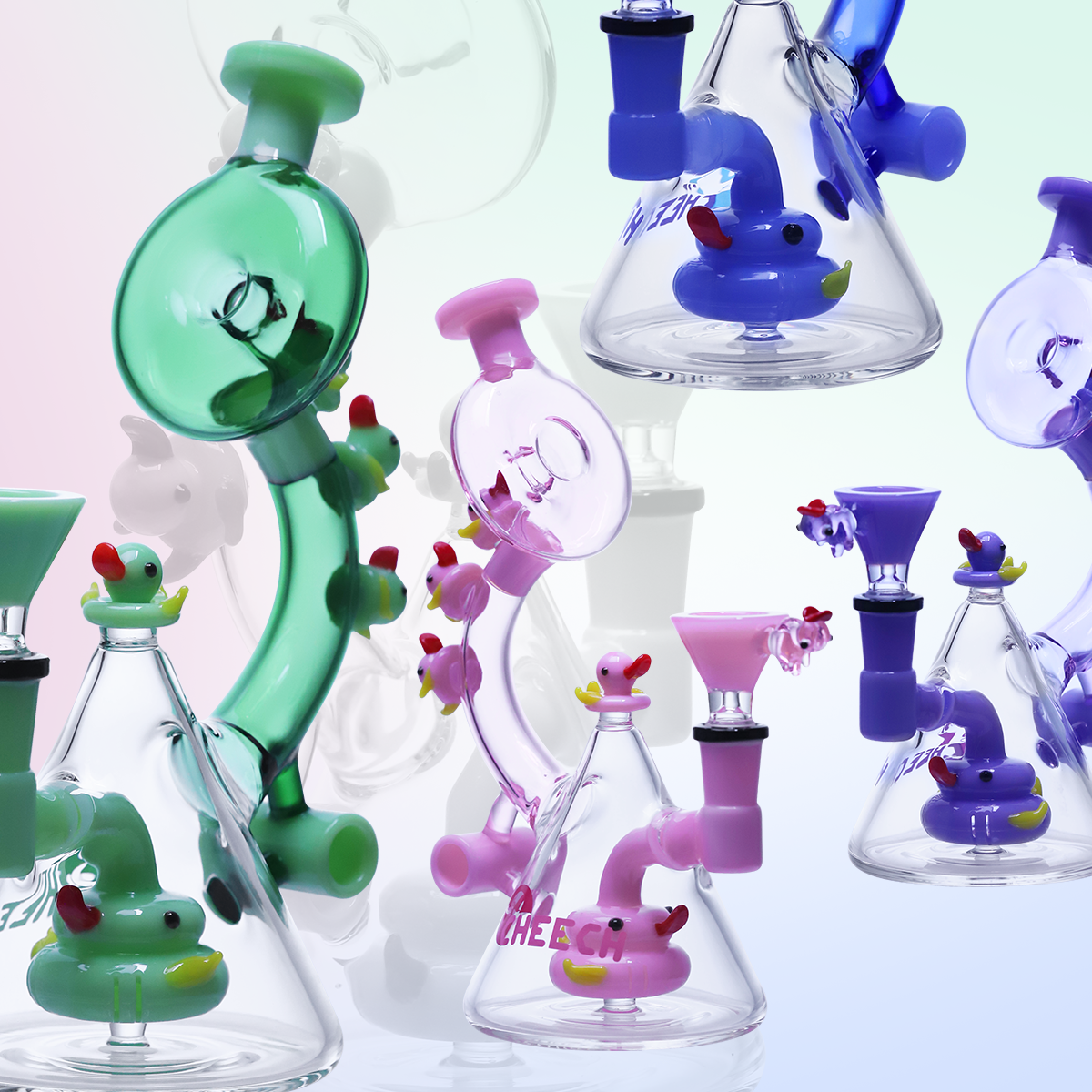 Cheech Glass - The Ducks On This Rig Go Round Through The Town - Water Pipe CH-235 product image