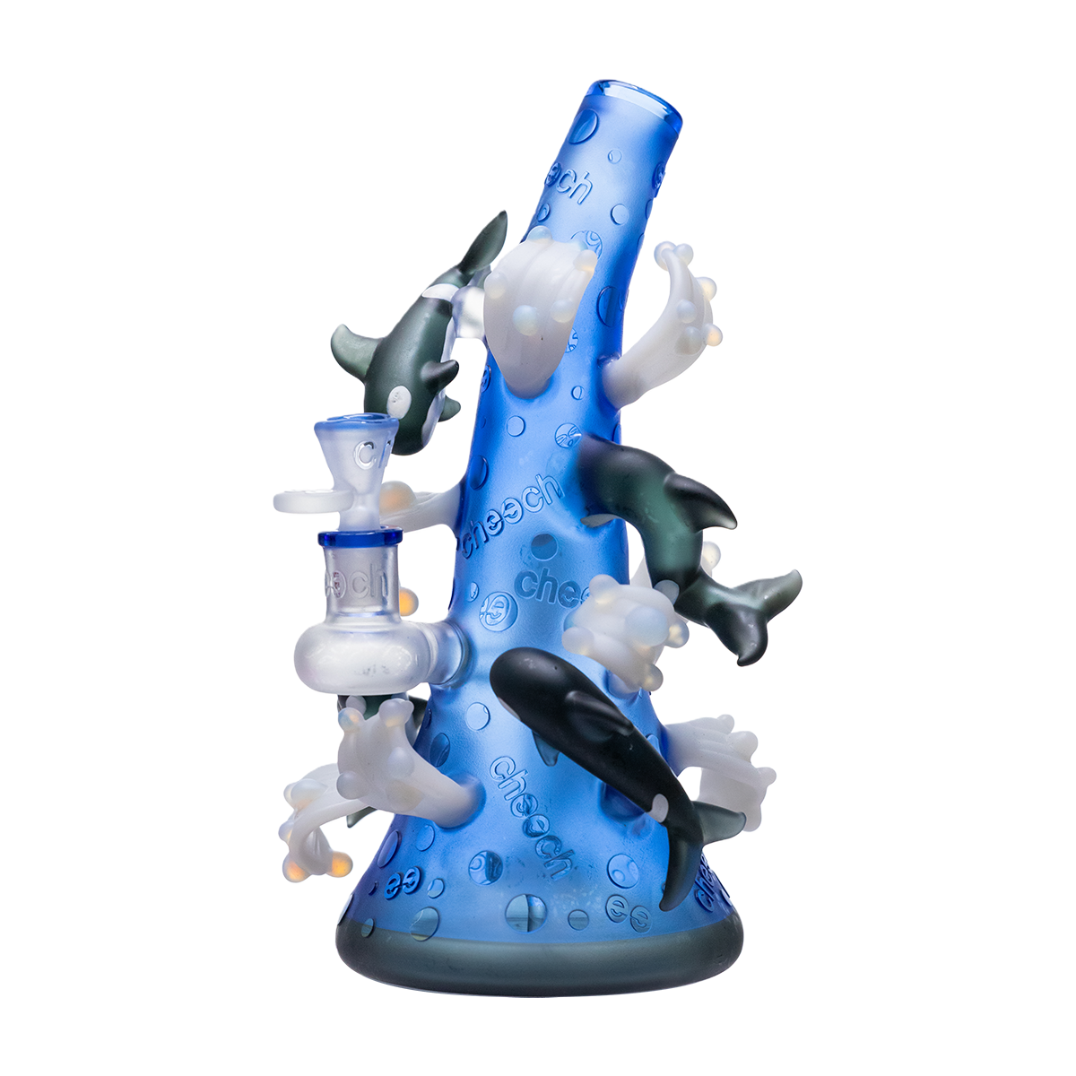 Cheech Glass - Dolphins Swimming Around Blue Sea - Water Pipe CHE-408 - image 1 of 2