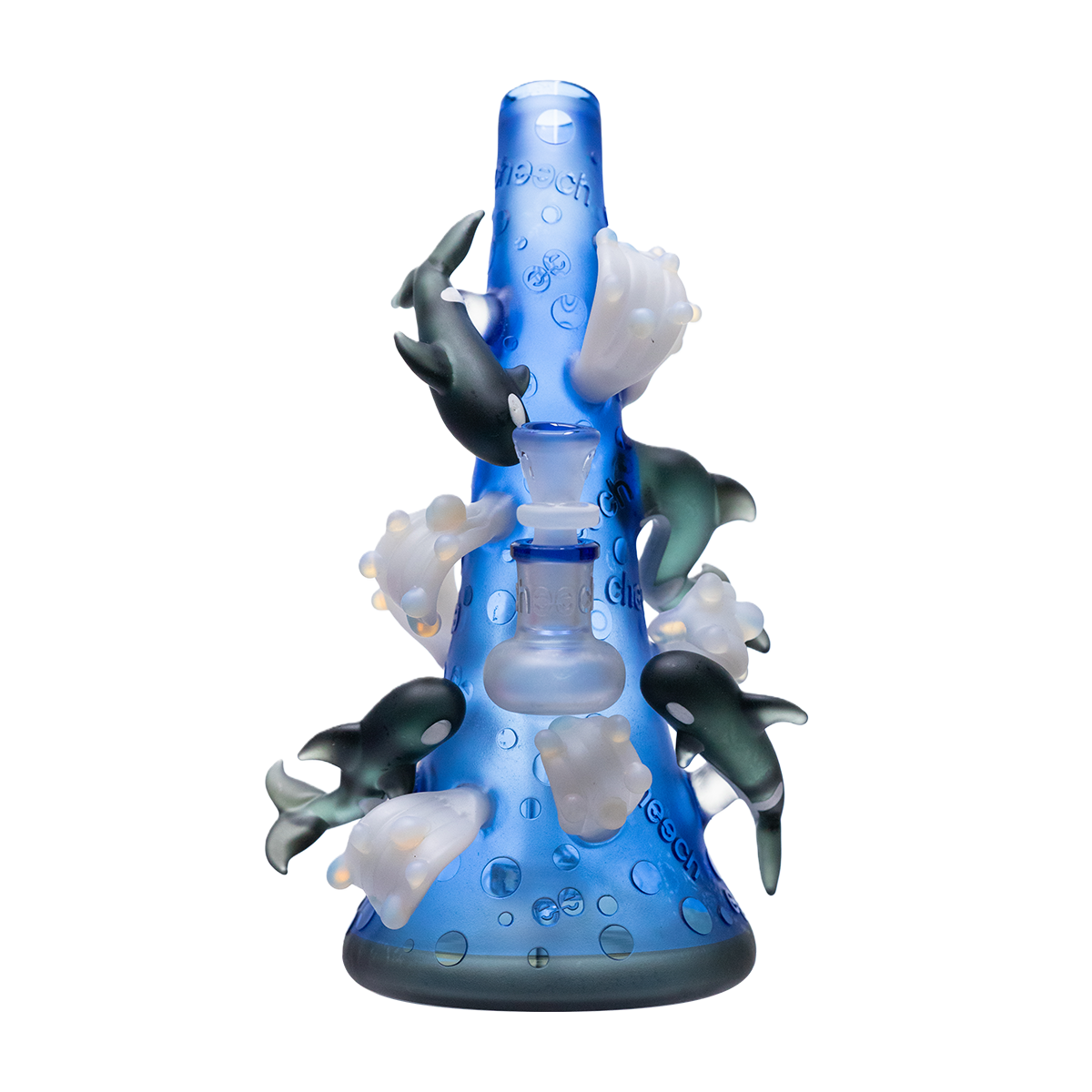 Cheech Glass - Dolphins Swimming Around Blue Sea - Water Pipe CHE-408 - image 2 of 2