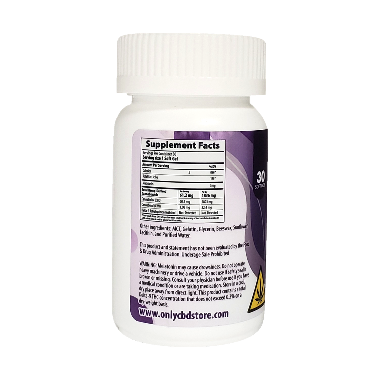 Only CBD Sleep CBD+CBN 1500mg Soft Gels 30ct Jar - image 2 of 2