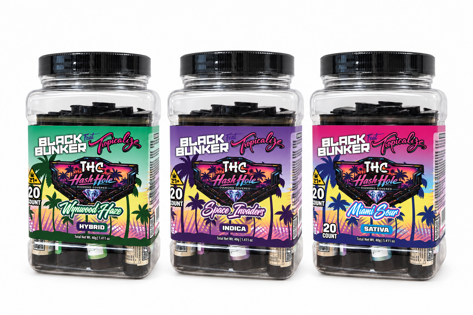 Black Bunker 2g THC Hash Hole Diamond Covered Pre Roll 20ct Jar product image