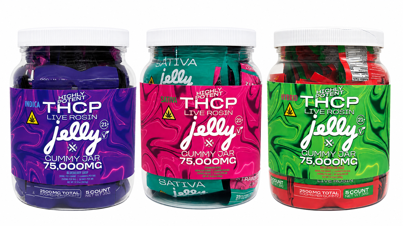 Jelly THCP Live Rosin 5pk 500mg Gummies 30ct Jar product image