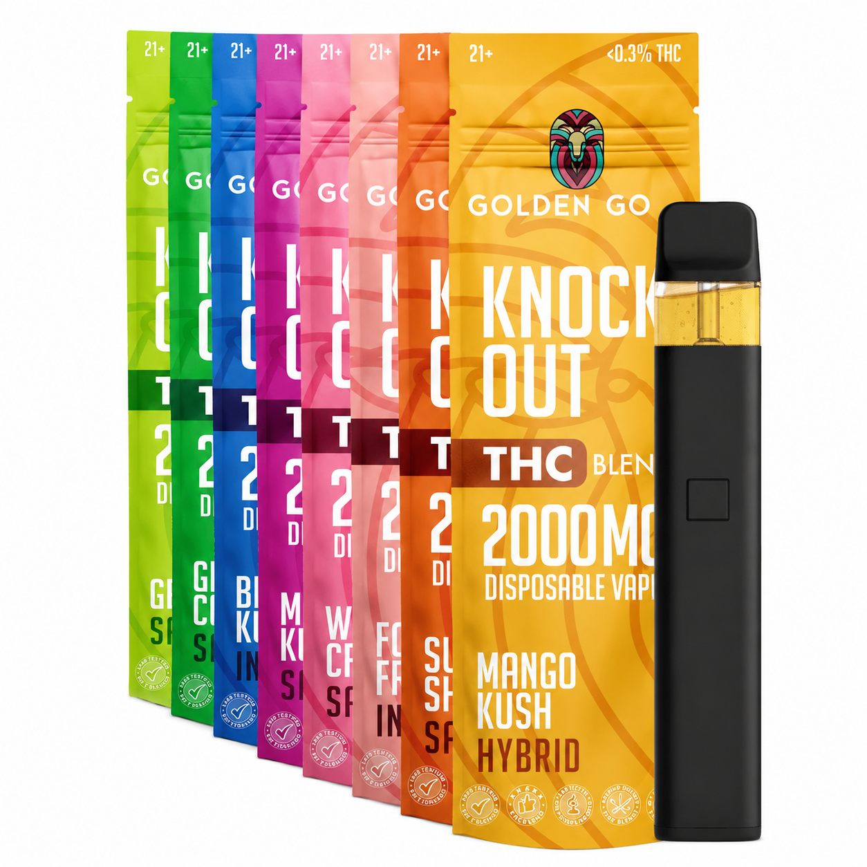 Golden Goat 2000mg THC Knockout Blend 2ml Disposable 6ct Display product image