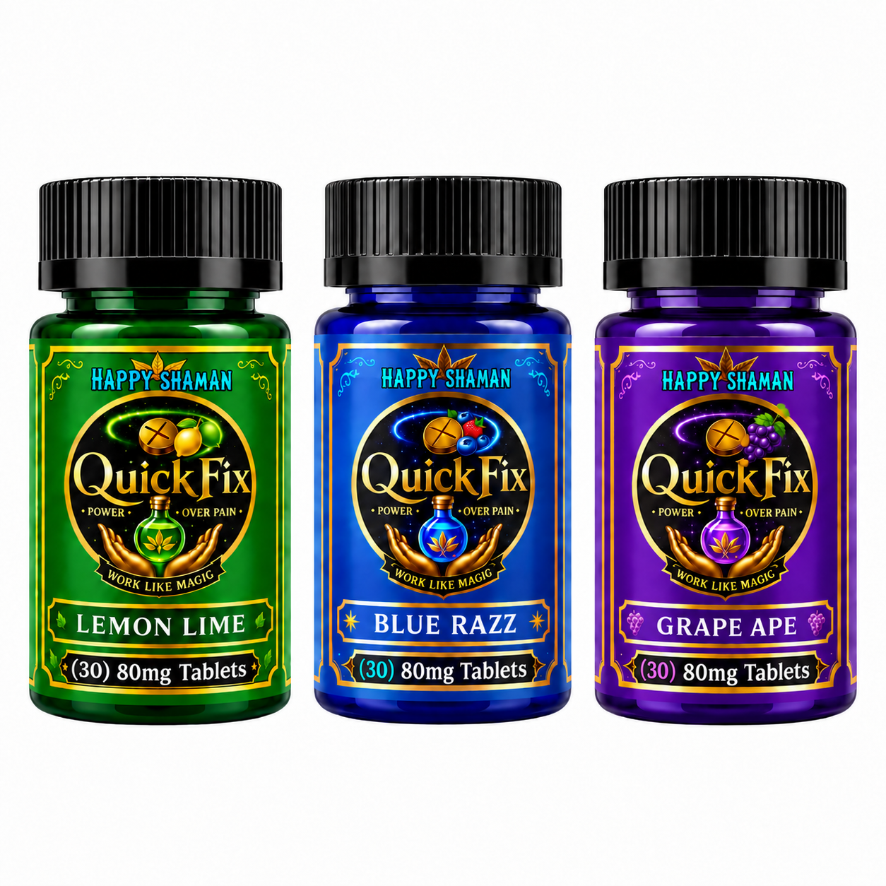 Happy Shaman Quick Fix 80mg Kratom Equivalent Tab 30ct Jar product image