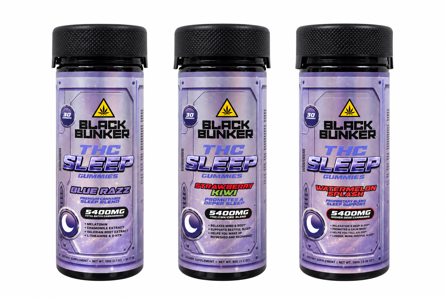Black Bunker 180mg THC Sleep Gummies 30ct Jar product image