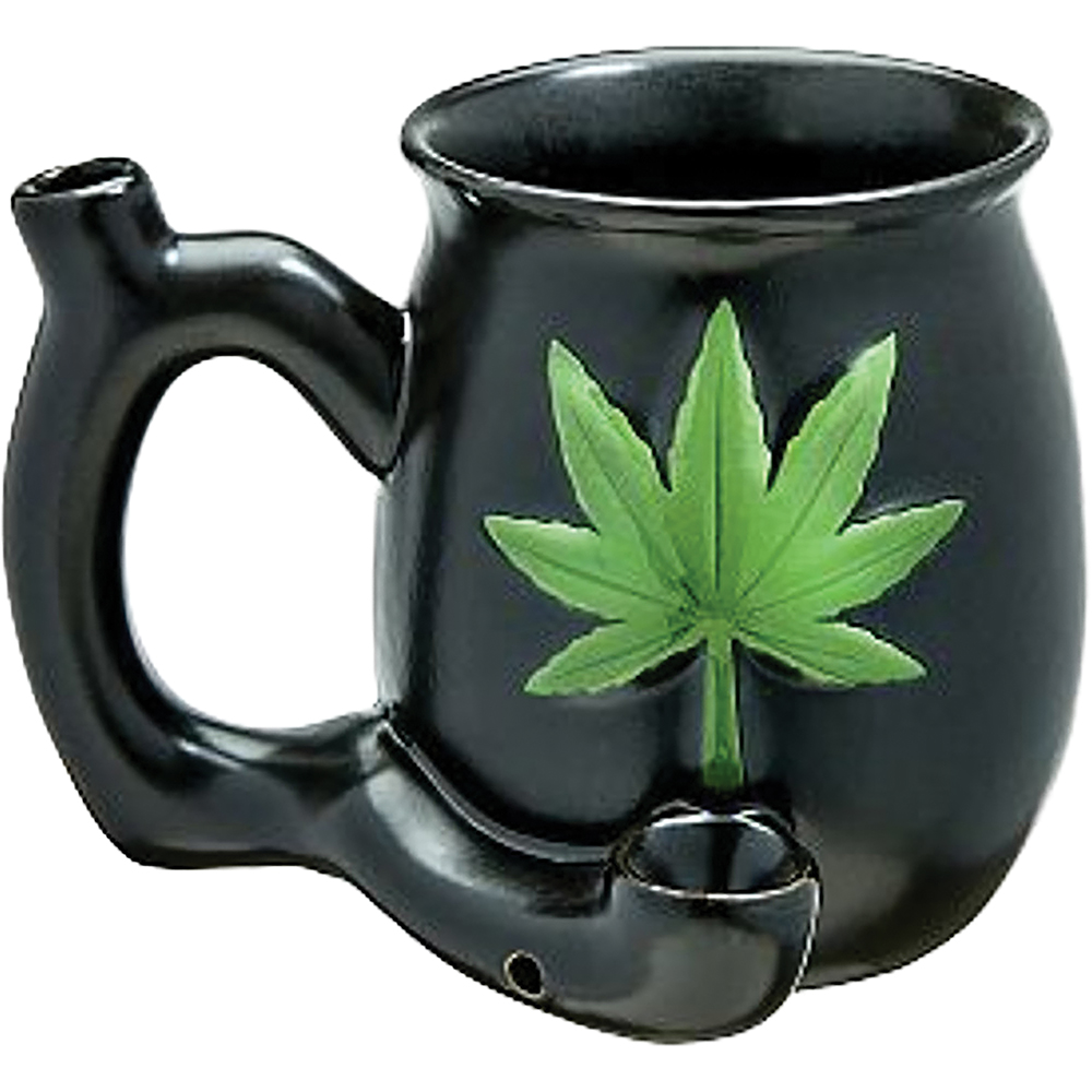 Fujima Green Leaf on Black Chubby Mug Pipe 1CT (C24) C product image