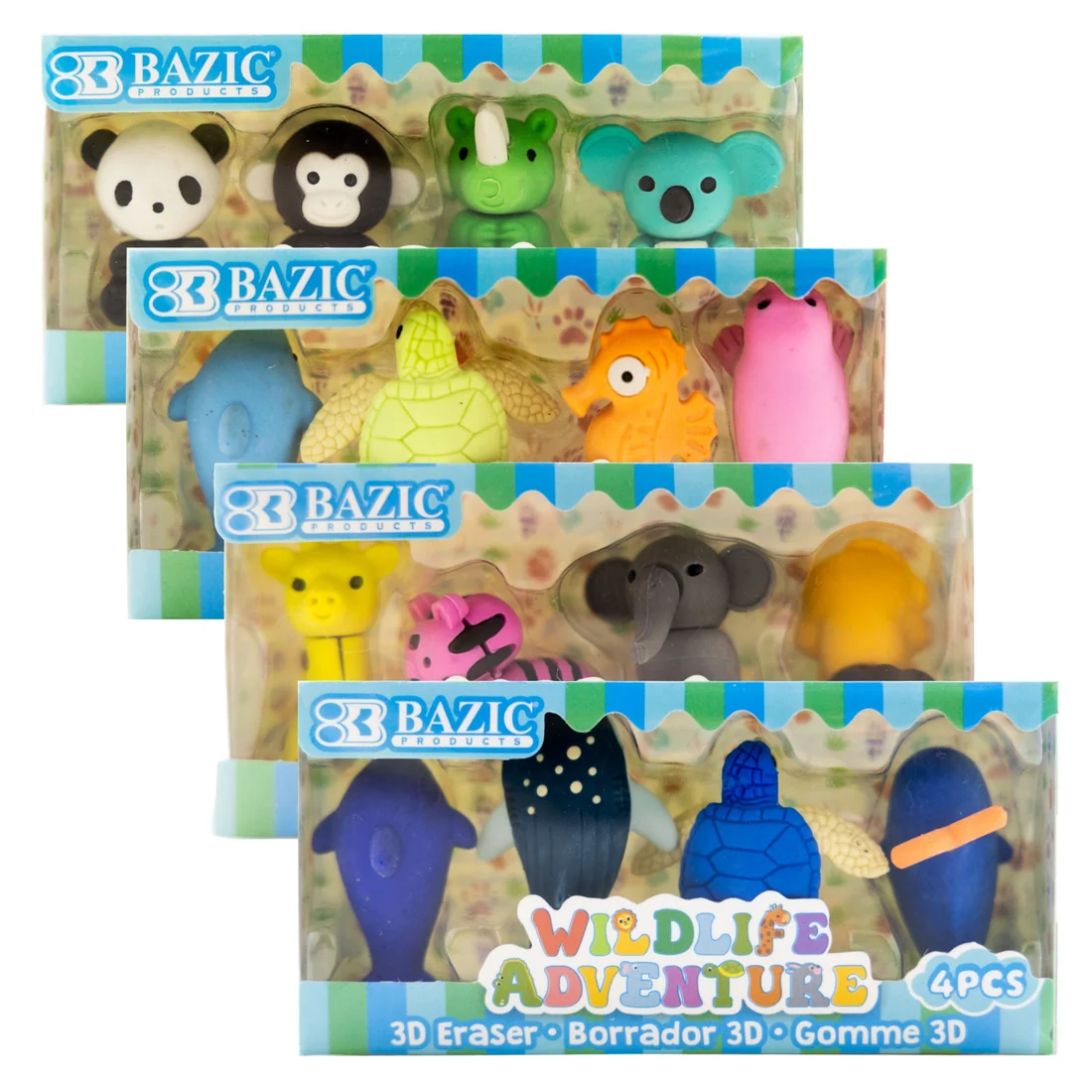 Bazic Wildlife Adventures 3D Eraser Sets 1CT #2252 product image