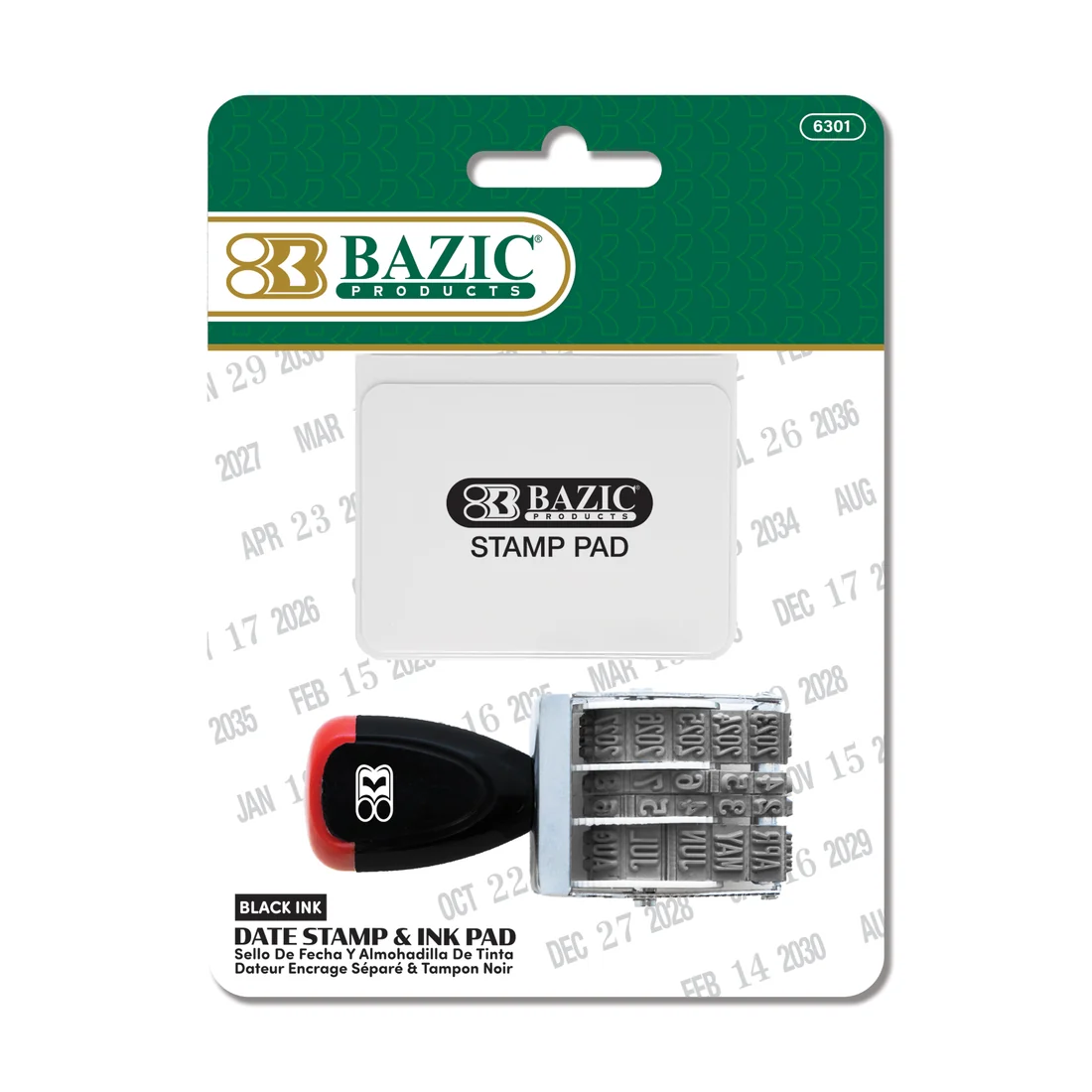 Bazic Date Stamp and Ink Pad (Black Ink) 1CT #6301 product image