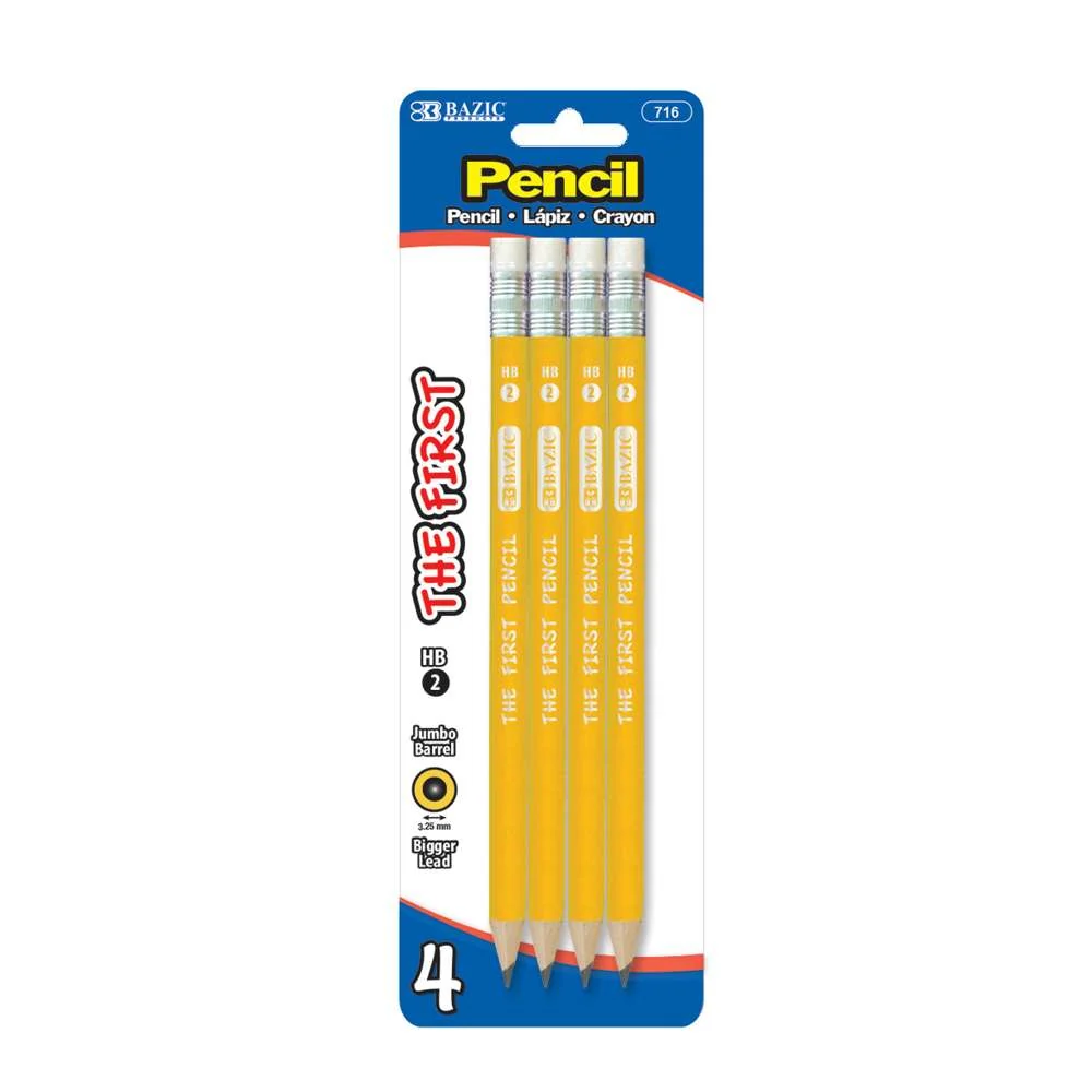 Bazic #716 The First Jumbo Premium Yellow Pencil 4/PK 1CT product image