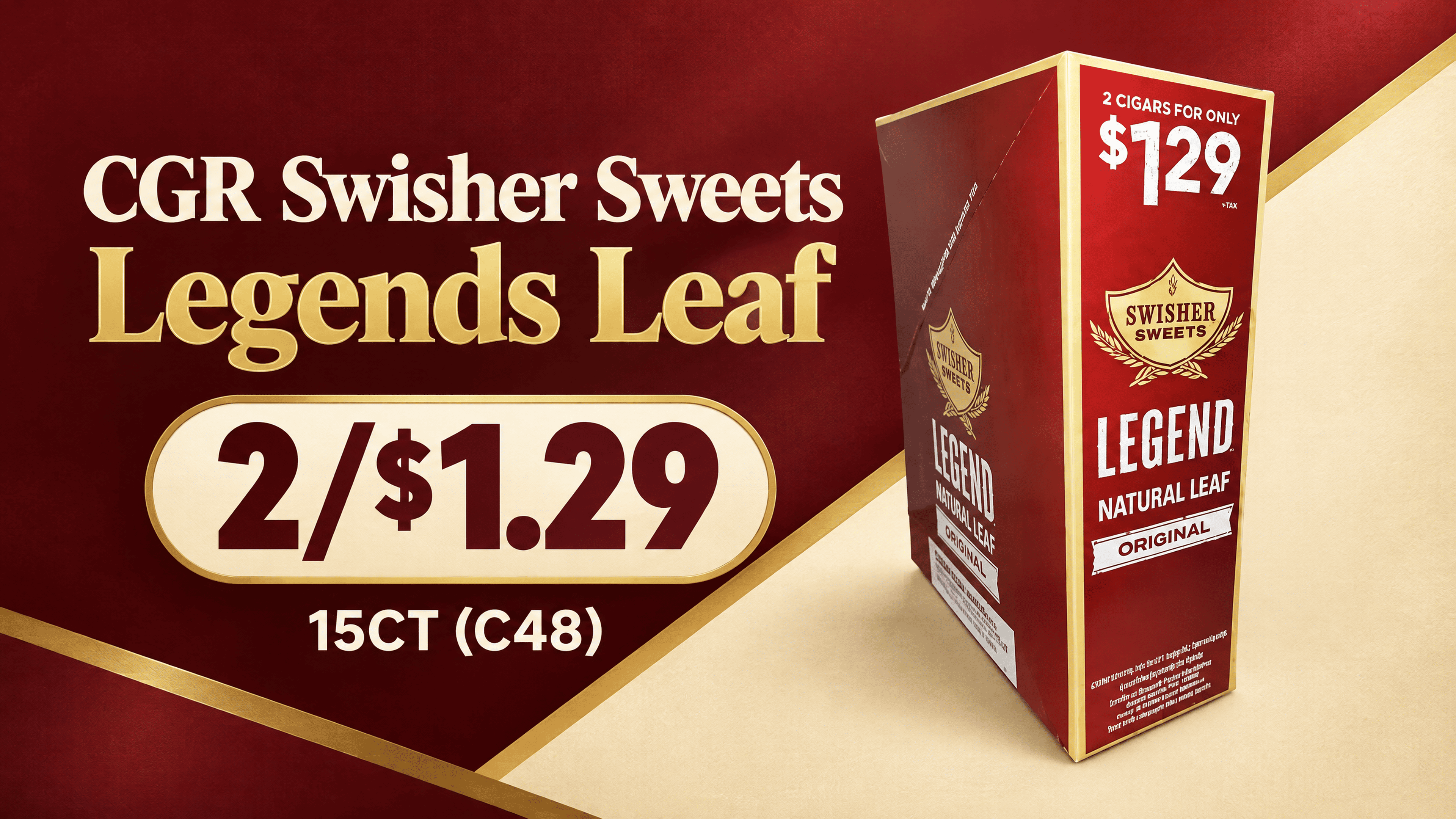 CGR Swisher Sweets Legends Leaf 2/$1.29 15CT (C48) product image