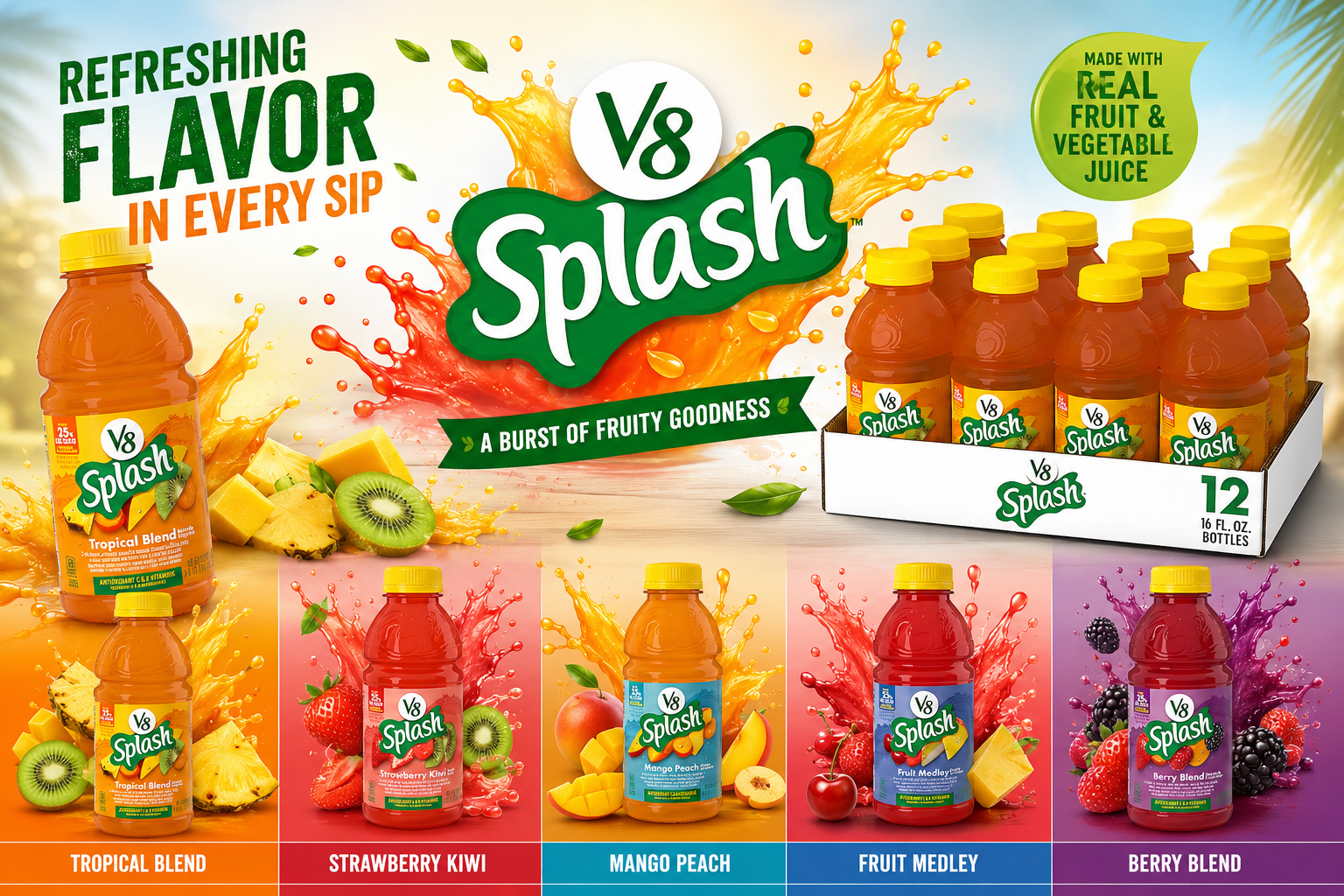 Bev V8 Splash Juice 16OZ 12CT (P120) product image