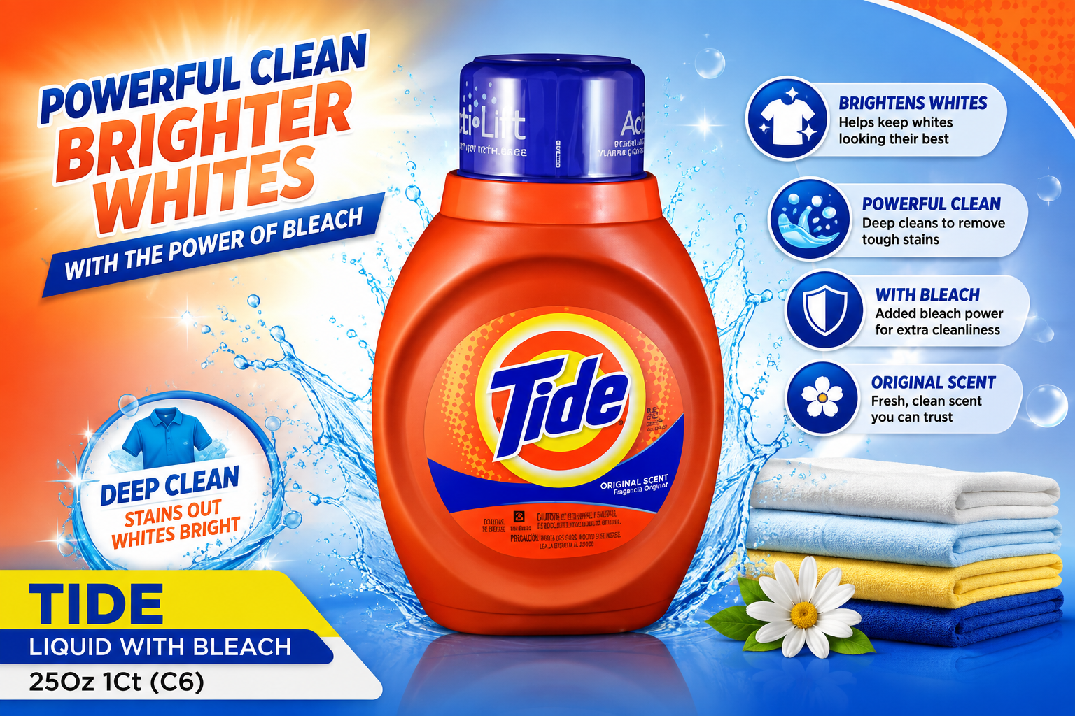 Tide Liquid With Bleach 25Oz 1Ct (C6) product image