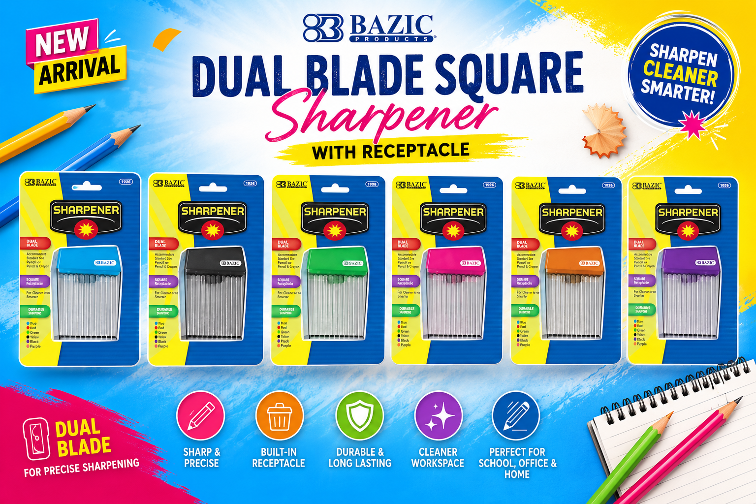 Bazic Dual Blade Square Sharpener W/Receptacle 1926 (C24) product image
