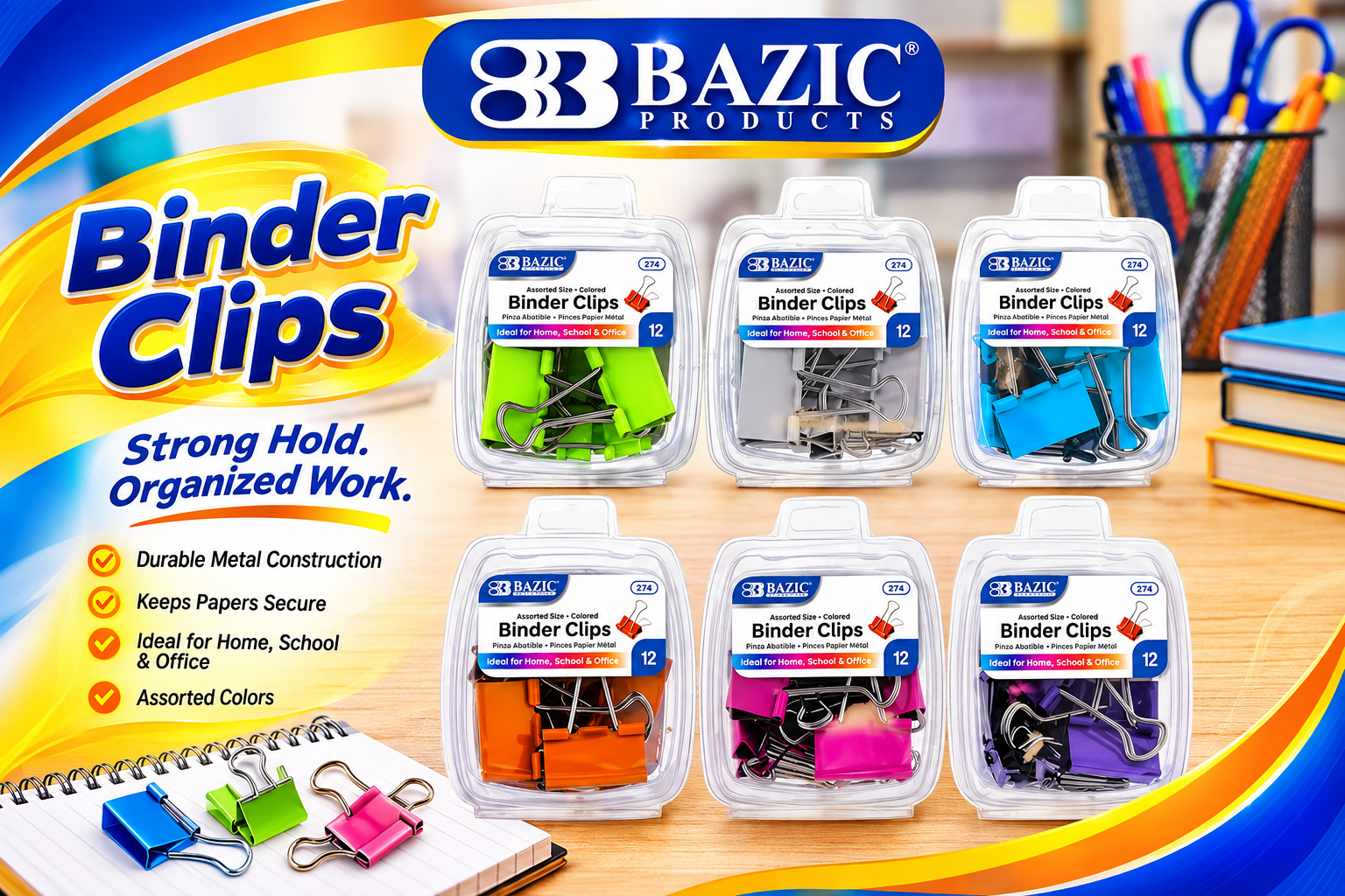 Bazic 274 Color Binder Clip 1CT (C24) product image